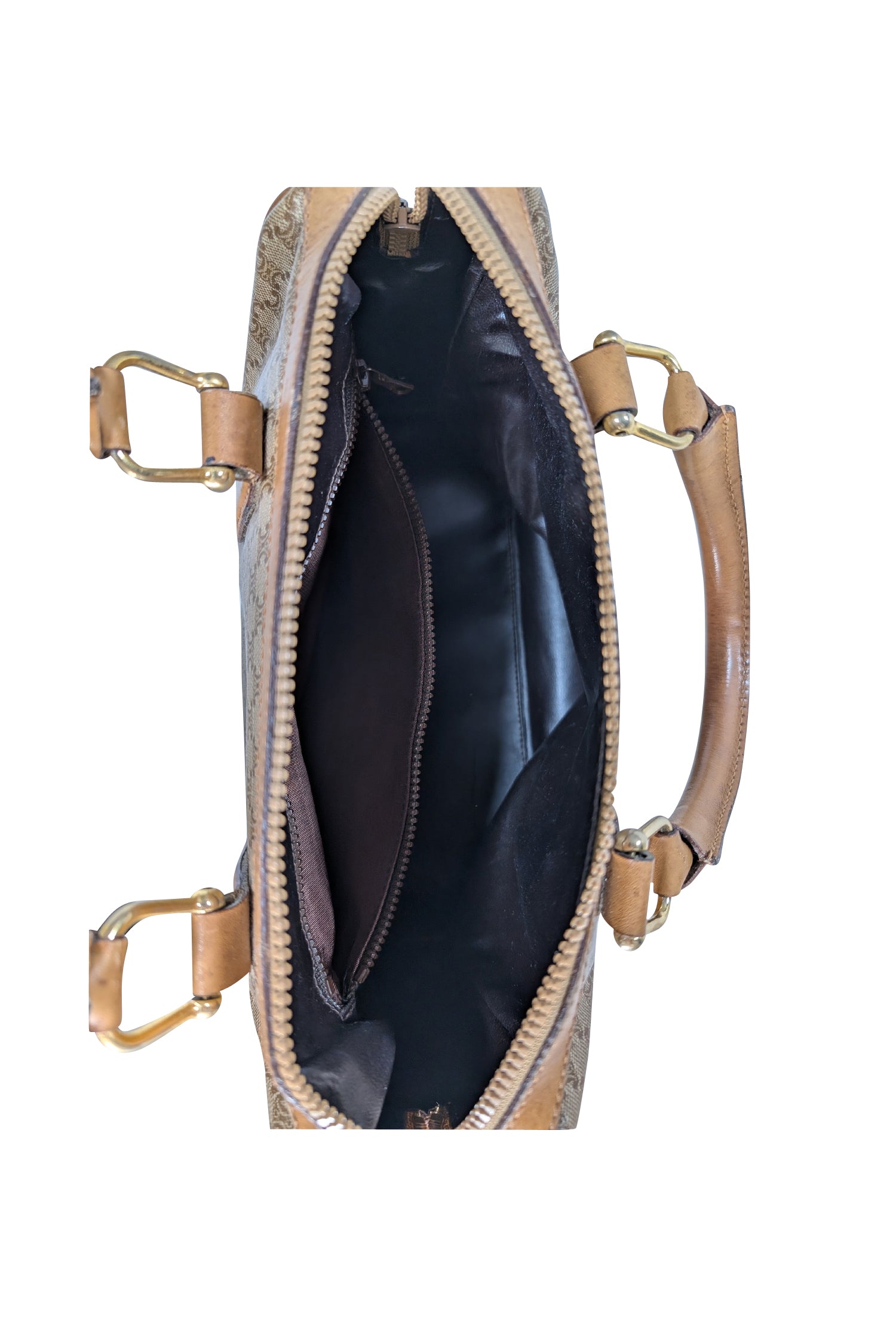 Celine Beige & Tan Monogram Macadam Boston Bag - A Fashion Must-Have