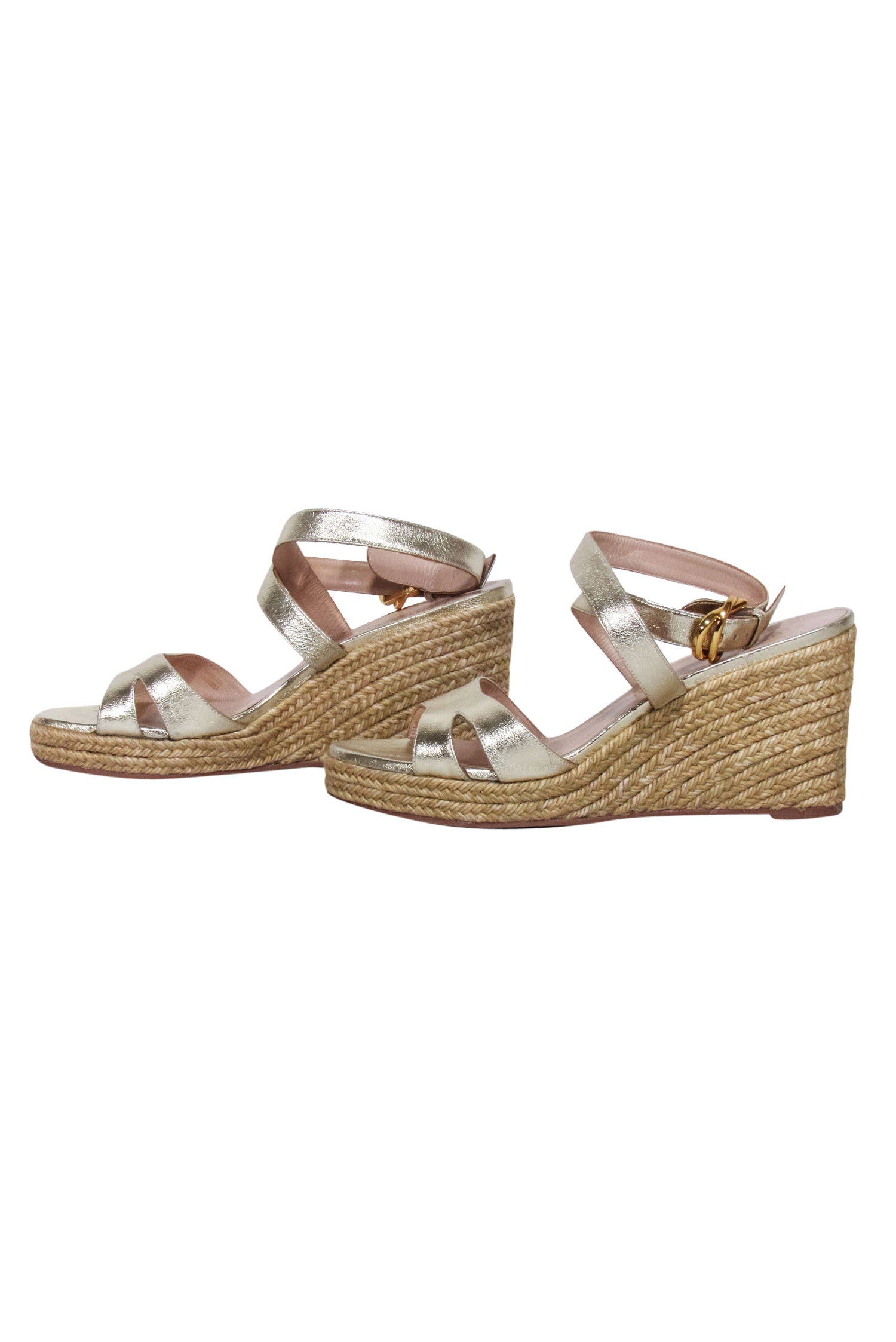 Stuart Weitzman Gold Metallic Espadrille Wedges - Size 11: A Must-Have for Stylish Vacations!