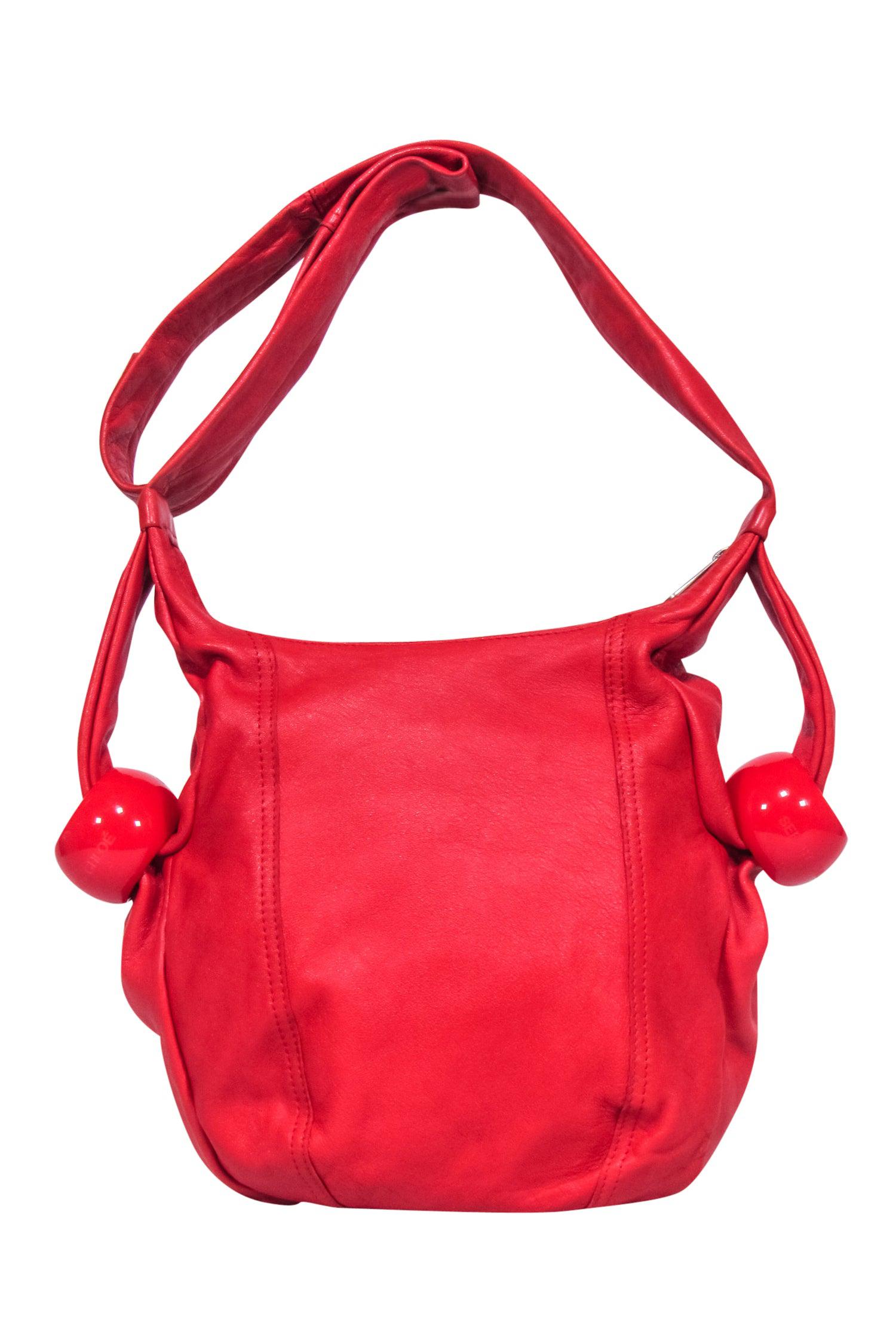 See By Chloe - Stunning Red Leather Satchel with Logo Bangles