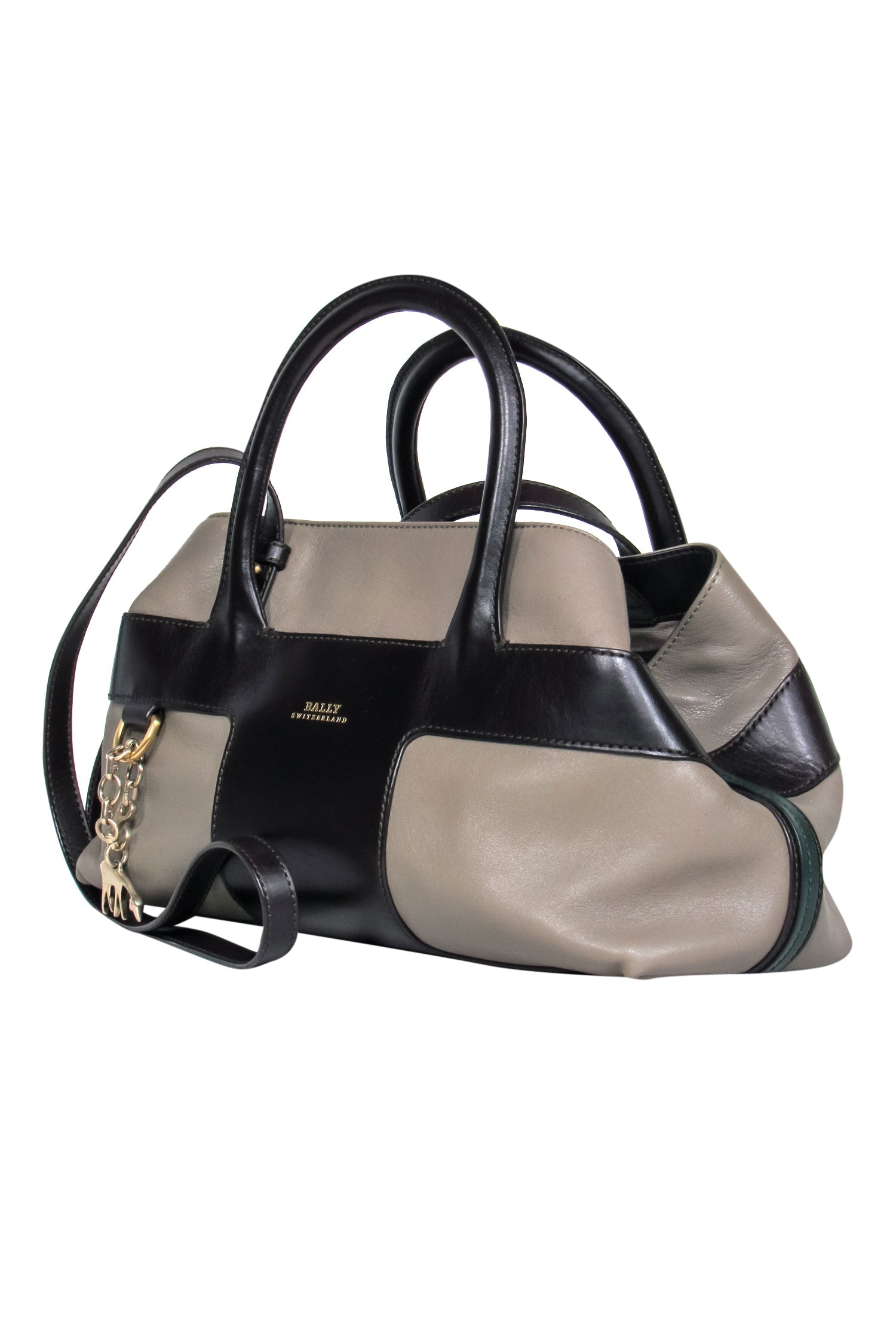 Bally - Stunning Grayish Green & Brown Leather Pina Crossbody Satchel