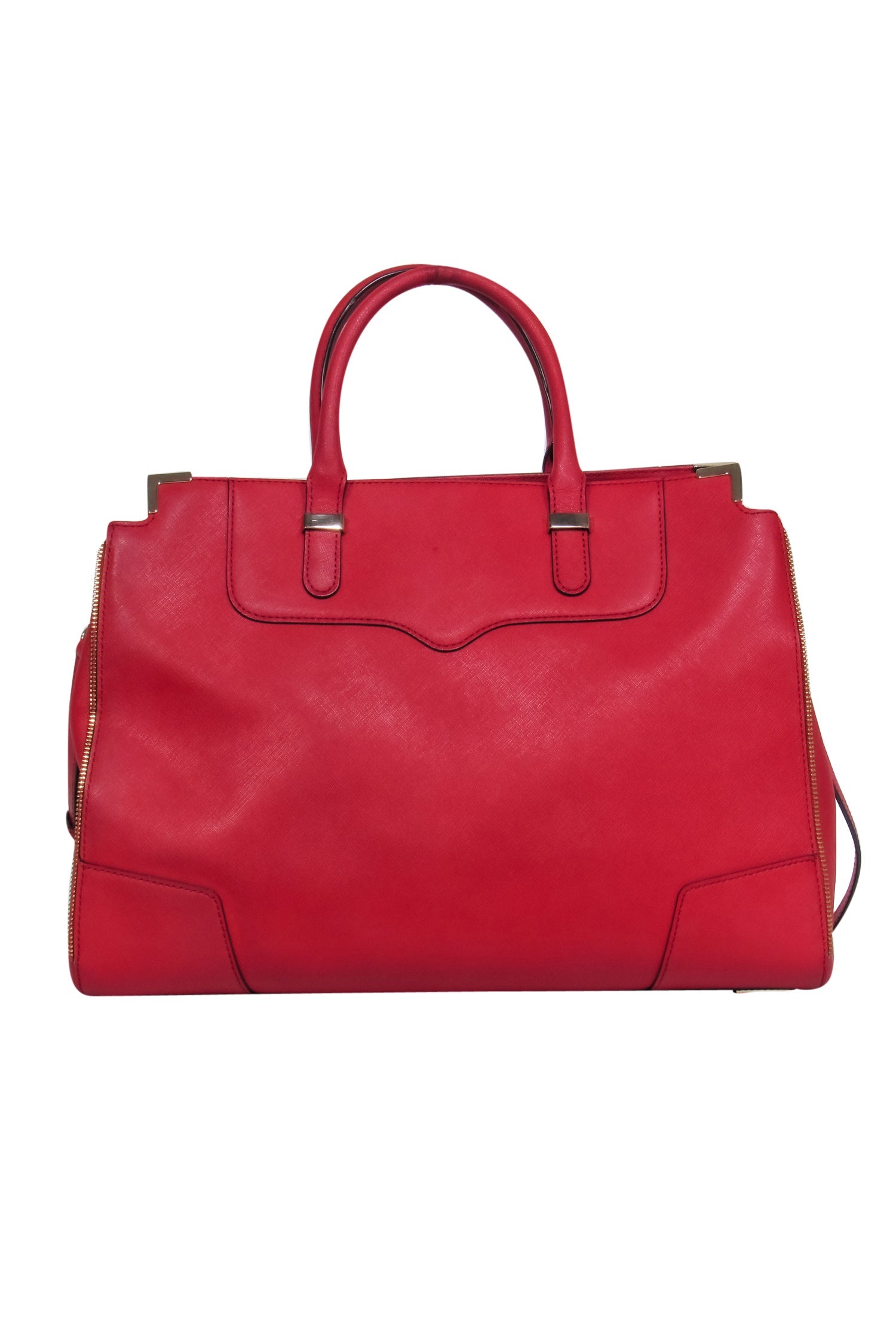 Rebecca Minkoff's Stunning Bright Red Convertible Leather Tote with Zipper Trim
