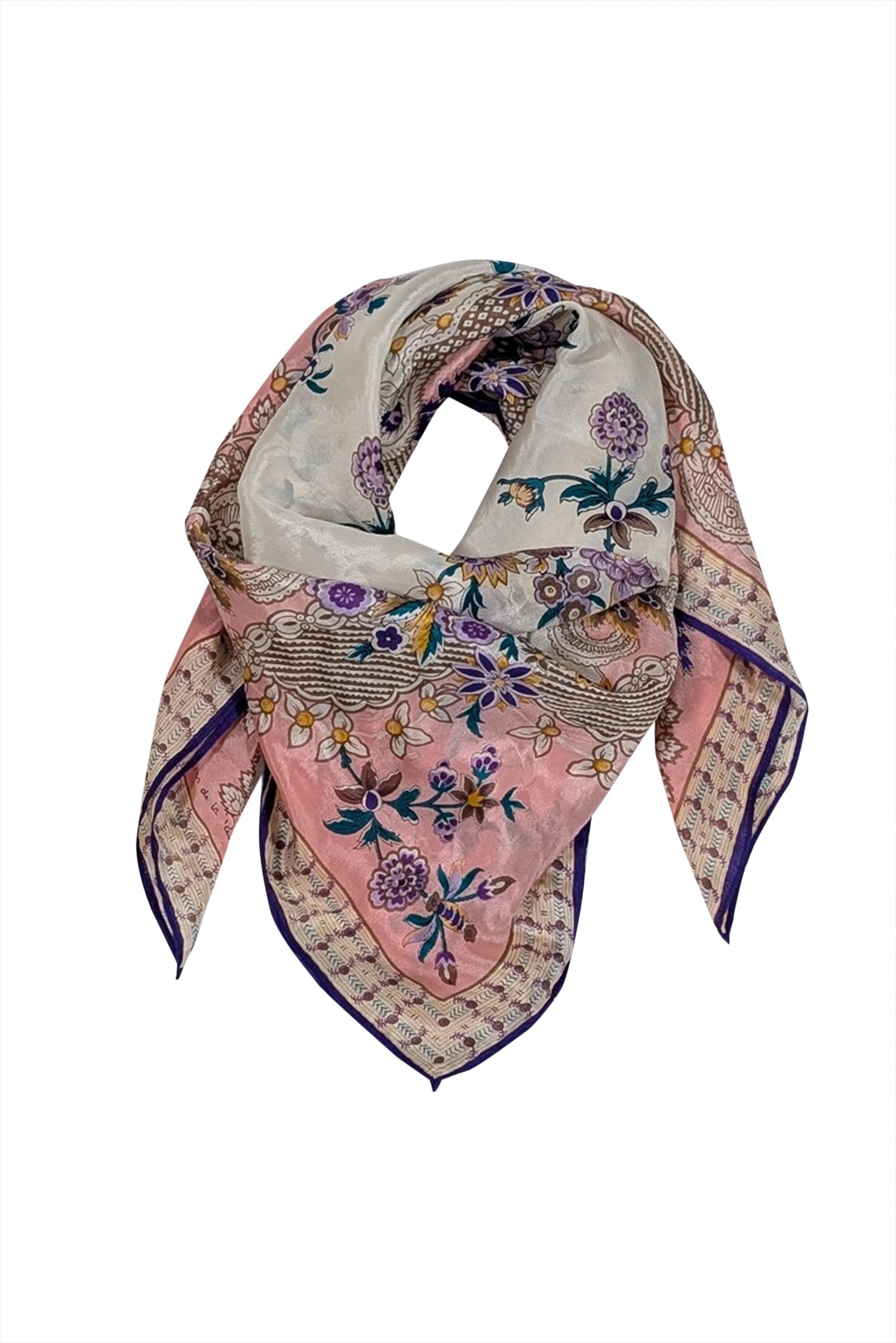 Oscar de la Renta - Stunning Pink & Multi - Color Floral Print Silk Scarf