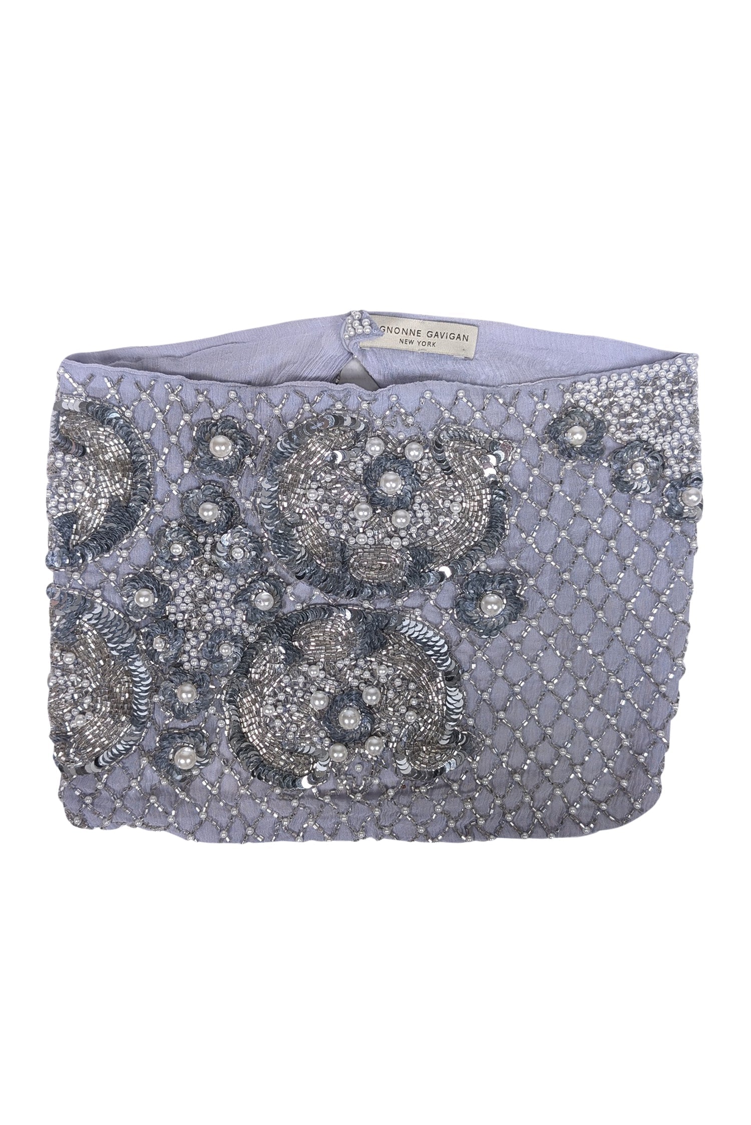 Mignonne Gavigan's Stunning Pastel Blue Hand - Beaded Silk Scarf Necklace