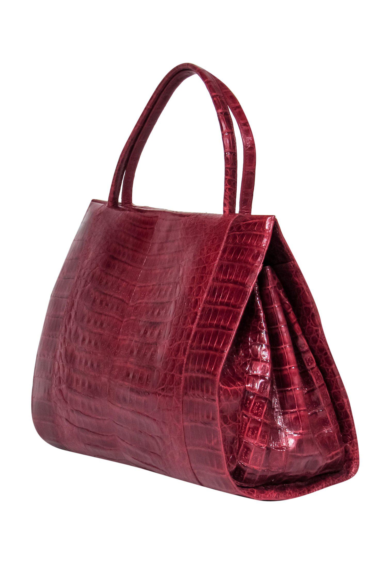 Nancy Gonzalez - Stunning Red Croc Leather Structured Handbag