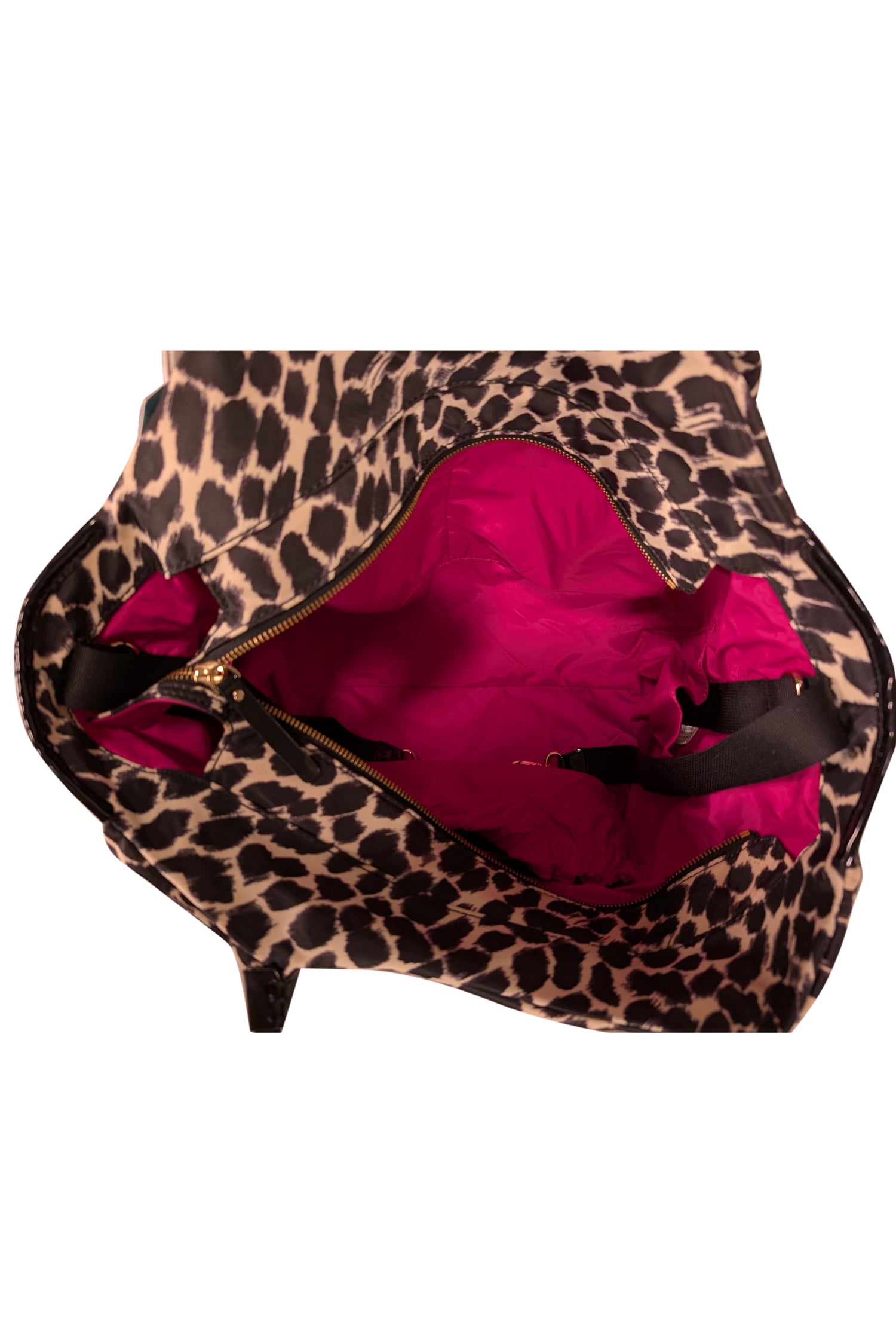Kate Spade Stevie Baby Tote Bag: Cream & Black Leopard Print Nylon