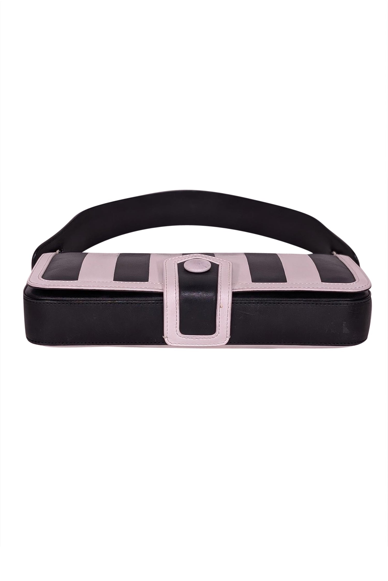 Moschino's Striking Black & White Stripe Leather Shoulder Bag