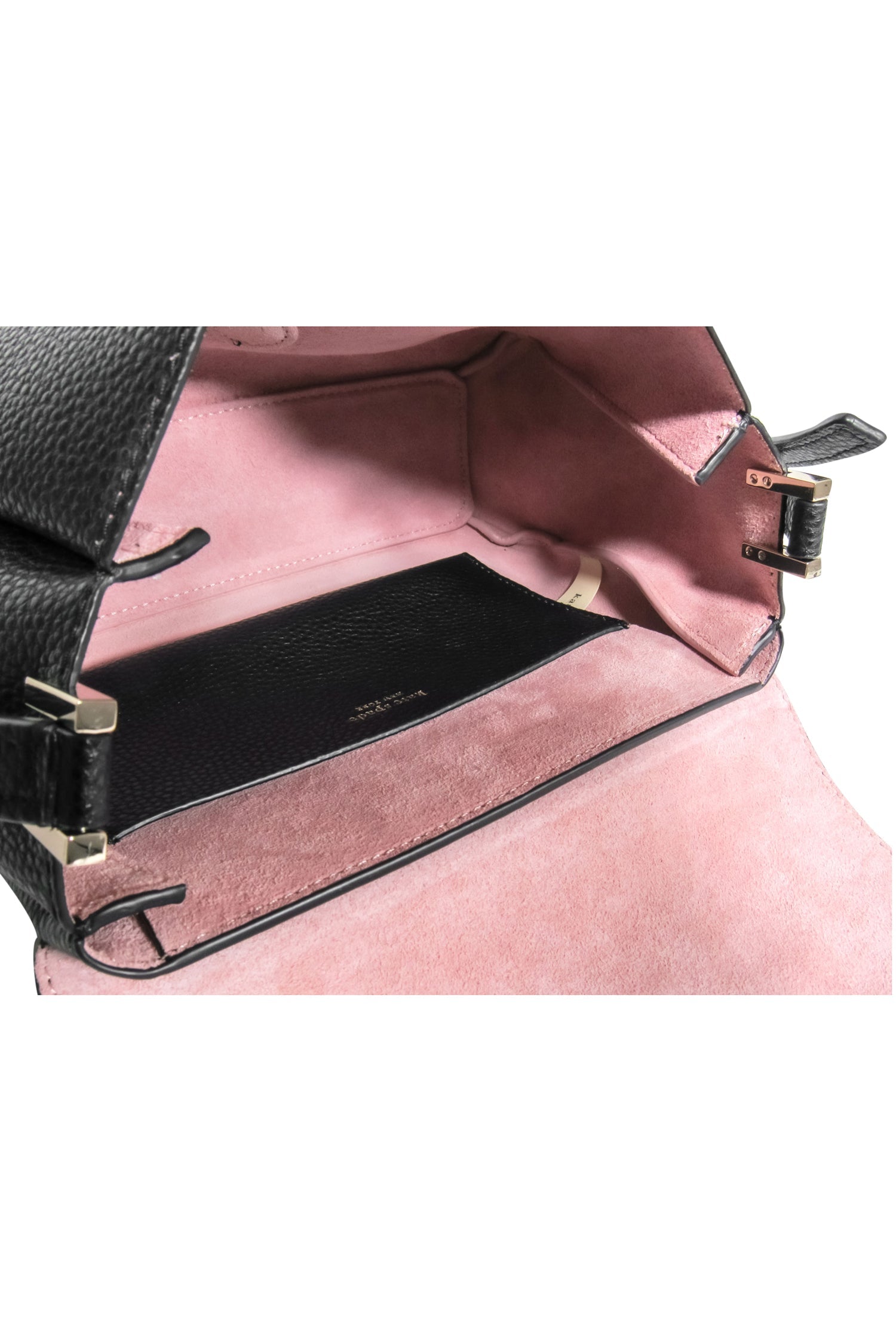 Kate Spade Black Pebbled Leather Fold-Over Crossbody Bag with a Charming Bow