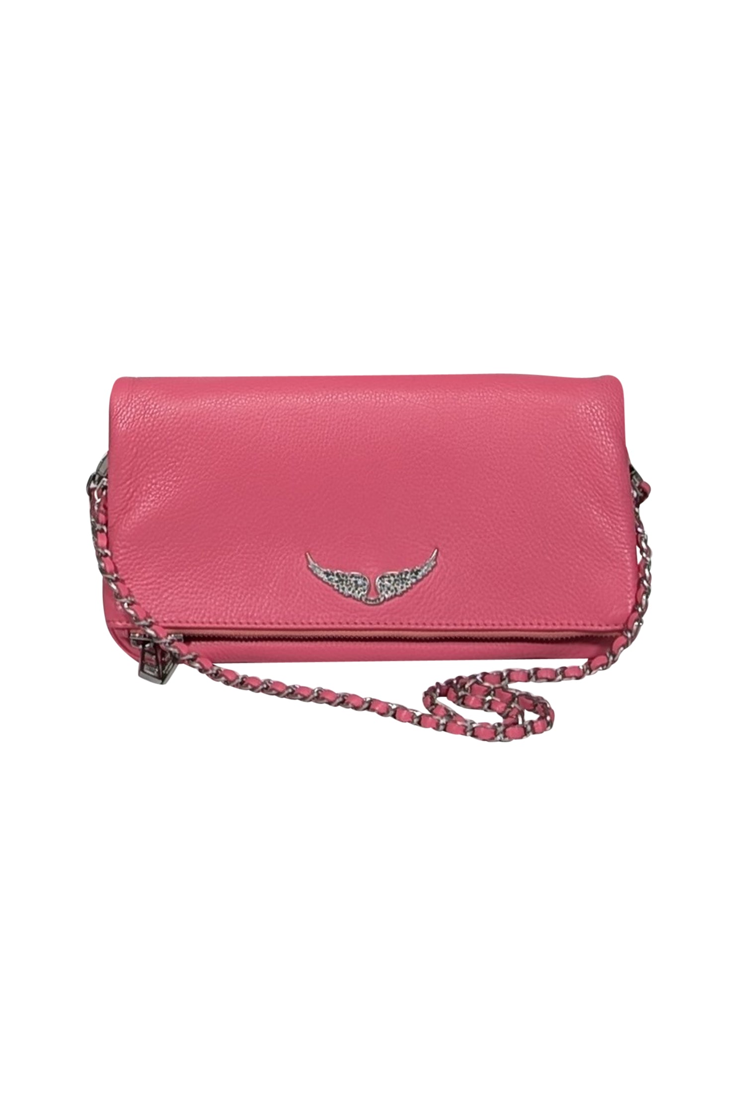 Zadig & Voltaire - Fiercely Feminine Pink Grained Leather Double Chain Shoulder Bag