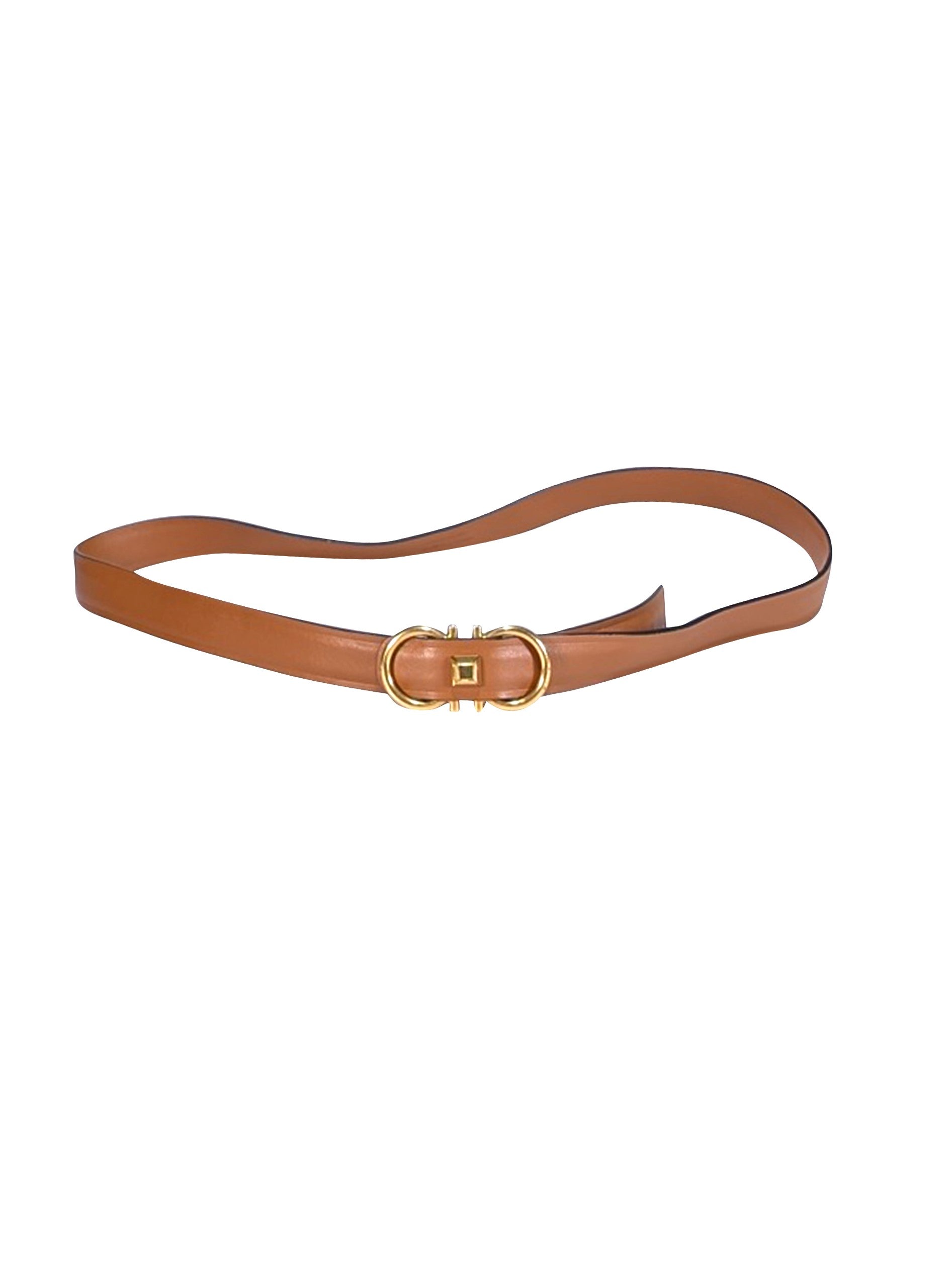 Ferragamo Tan Leather Logo Belt - Size M: A Touch of Luxury