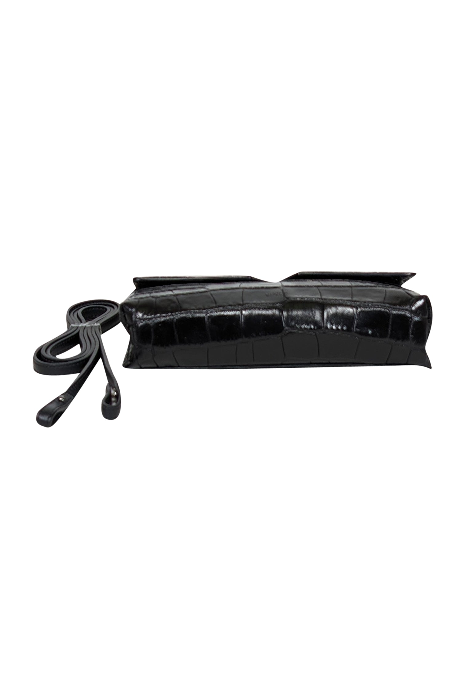Vince Black Crocodile-Embossed Cow Leather Crossbody - The Ultimate Fashion Statement