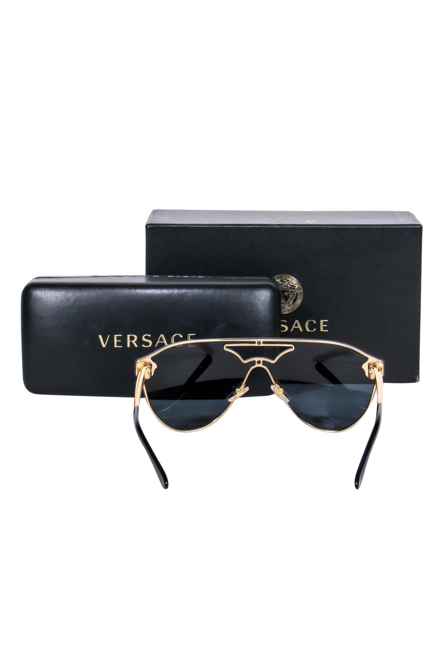 Versace - Stunning Black Shield-Style Aviator Sunglasses