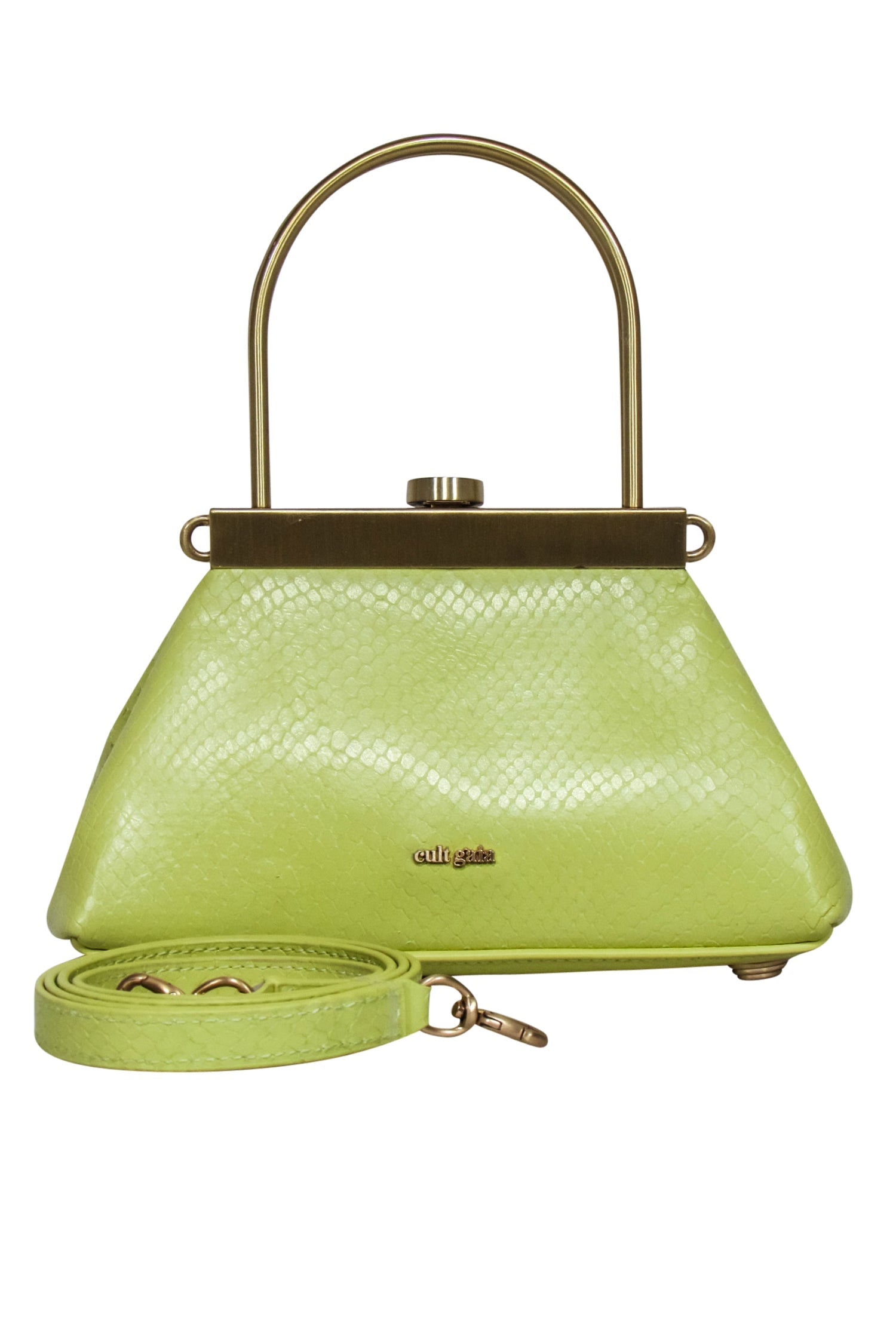Cult Gaia Estelle Mini Green Snake - Skin Textured Crossbody Bag