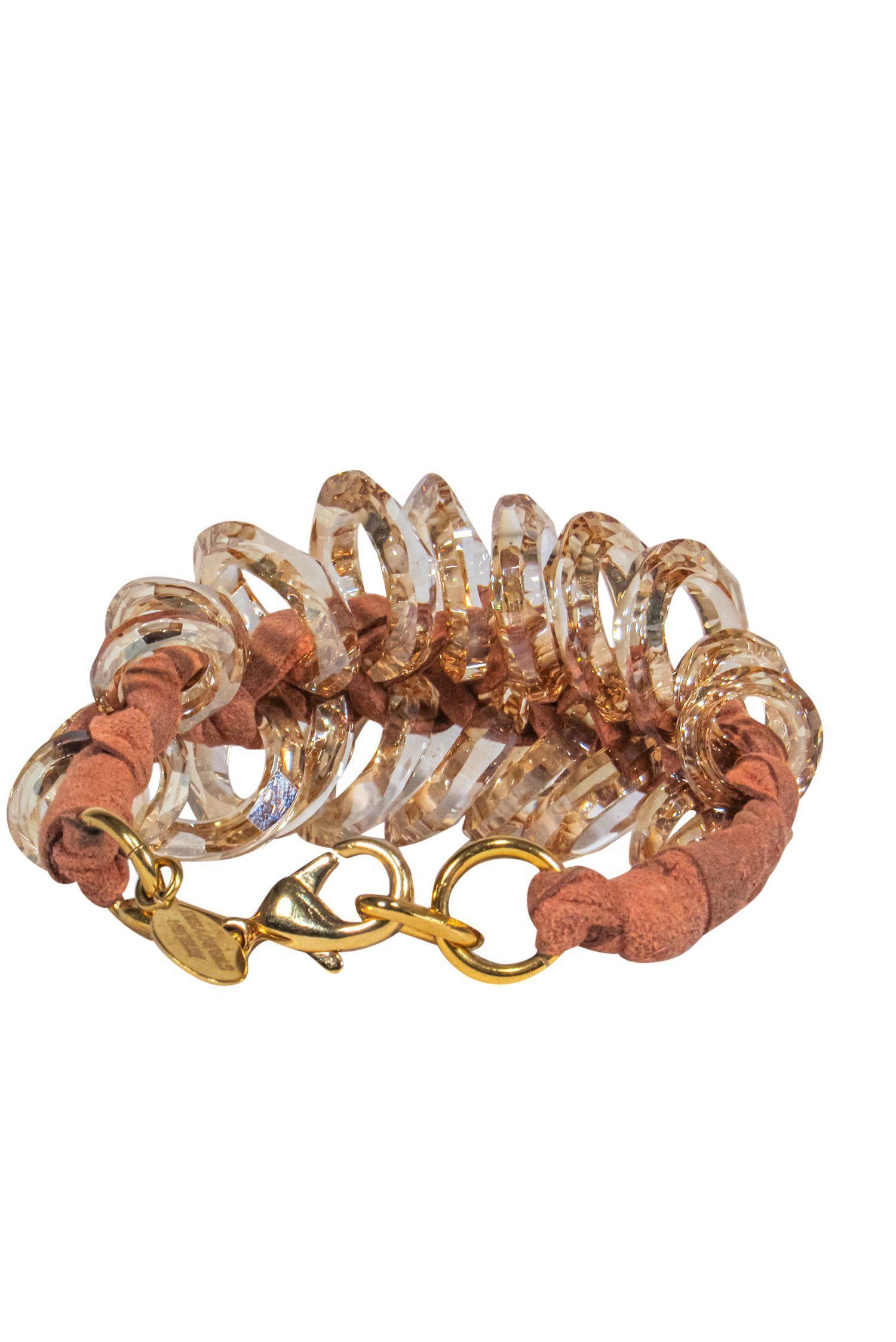 Atelier Swarovski - Enchanting Blush Suede & Crystal Hoop Bracelet