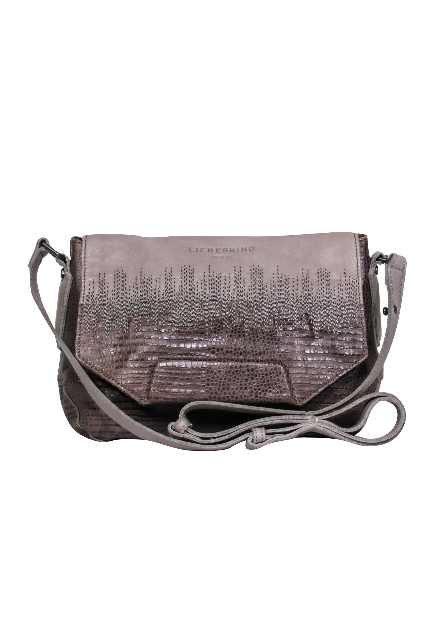 Liebeskind - Chic Grey Leather Shoulder Bag with Adjustable Strap and Boho Flair