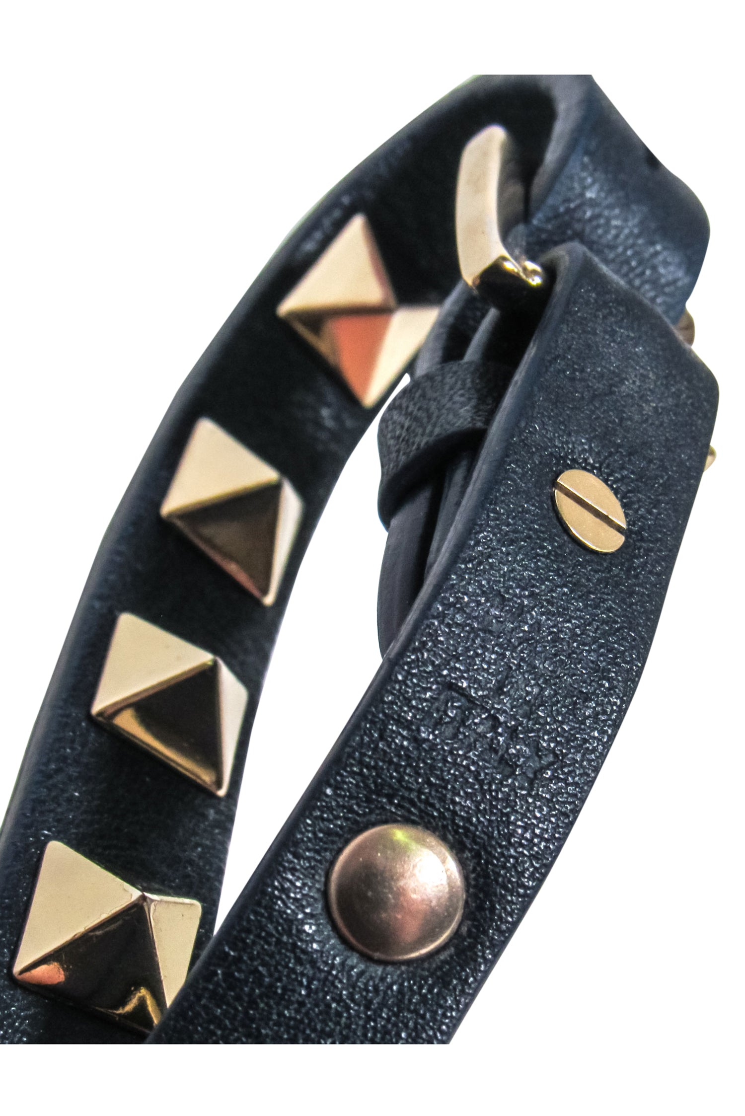 Valentino - Edgy Navy Leather Studded Bracelet