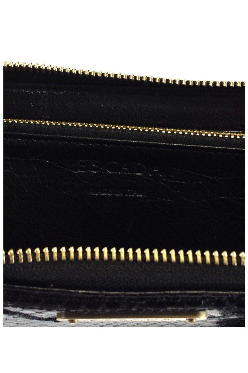 Escada's Stunning Black Python Print Leather Wallet - A Must-Have!