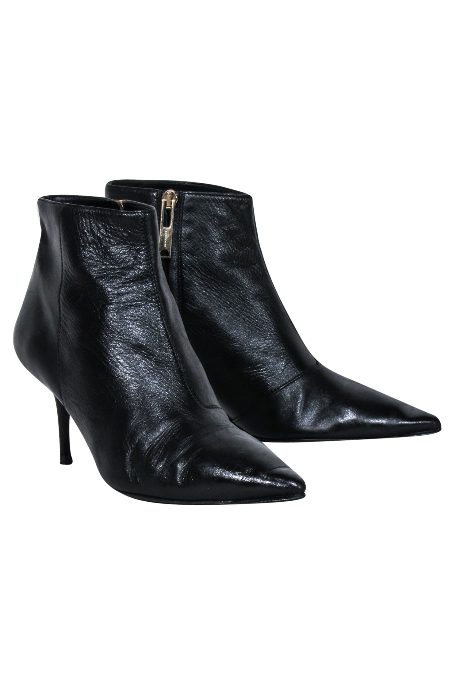 Burberry Black Leather Pointed-Toe Stiletto Booties - Size 9
