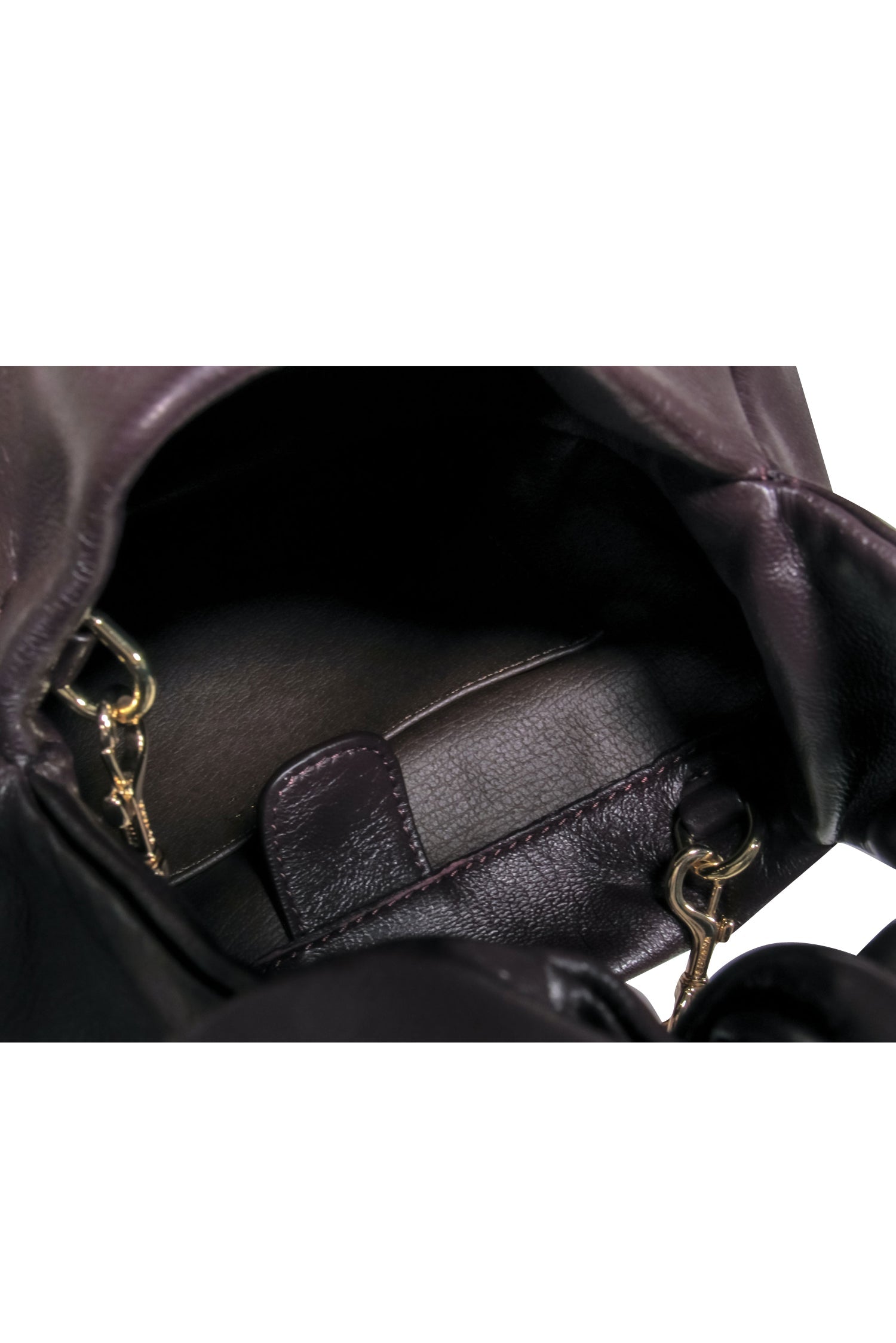 Cuyana - Stunning Burgundy Italian Leather Mini Bow Crossbody Bag with Gold-Toned Chain Strap