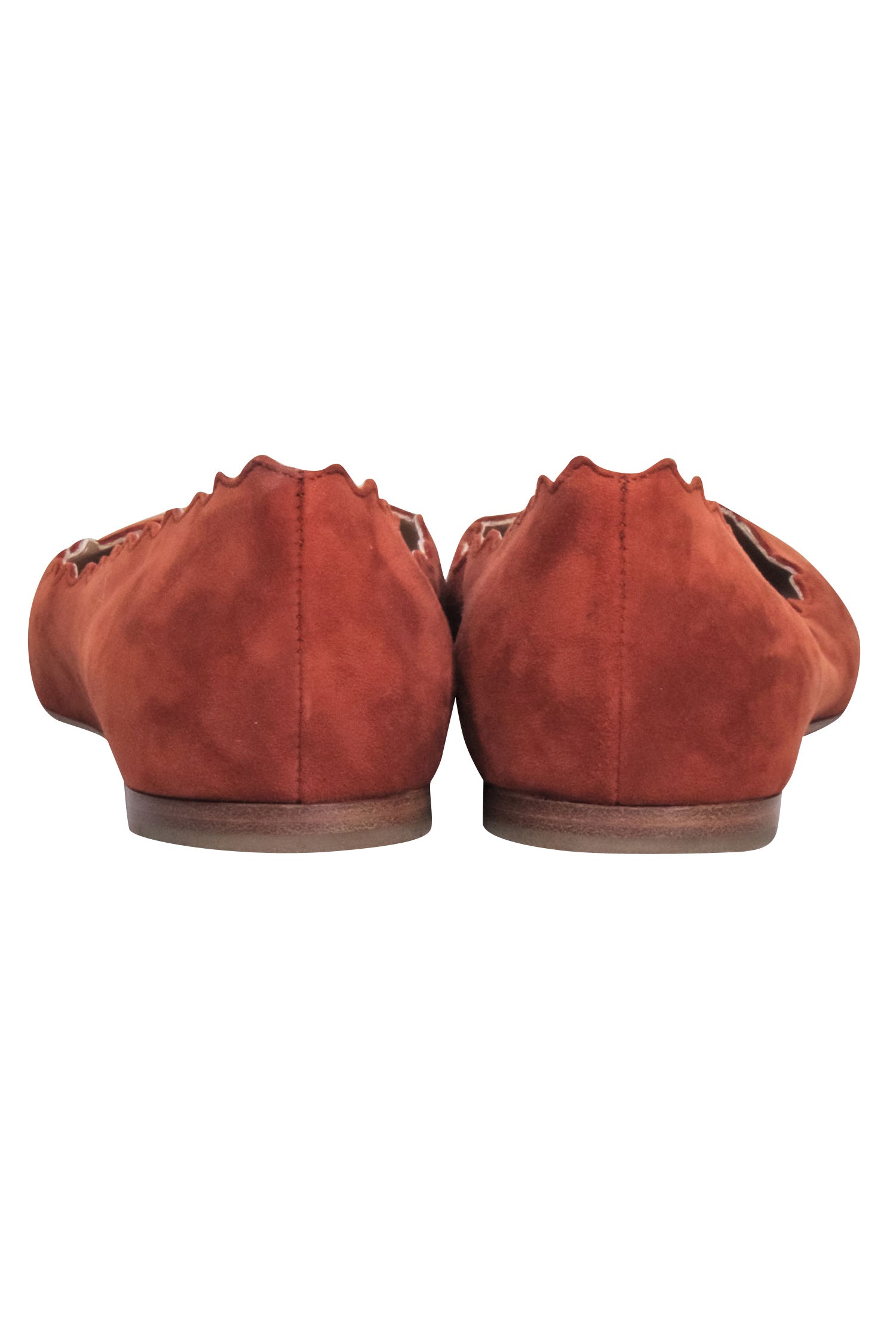 Chloe Tan Suede Scallop Edge Flats - Size 6: Boho - Chic Style!