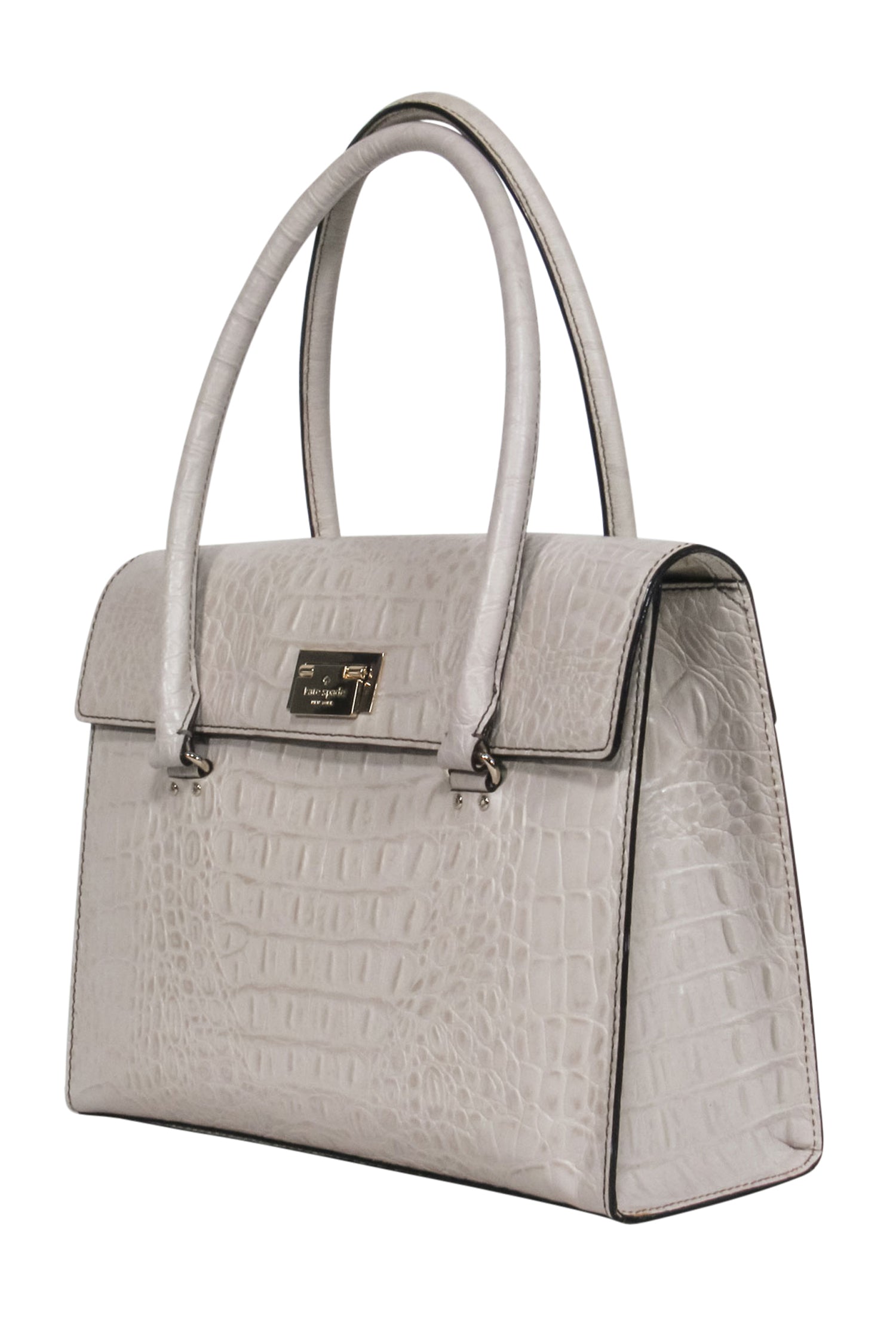 Kate Spade Cream Croc-Embossed Leather Structured Satchel - A Must-Have for Work Travels