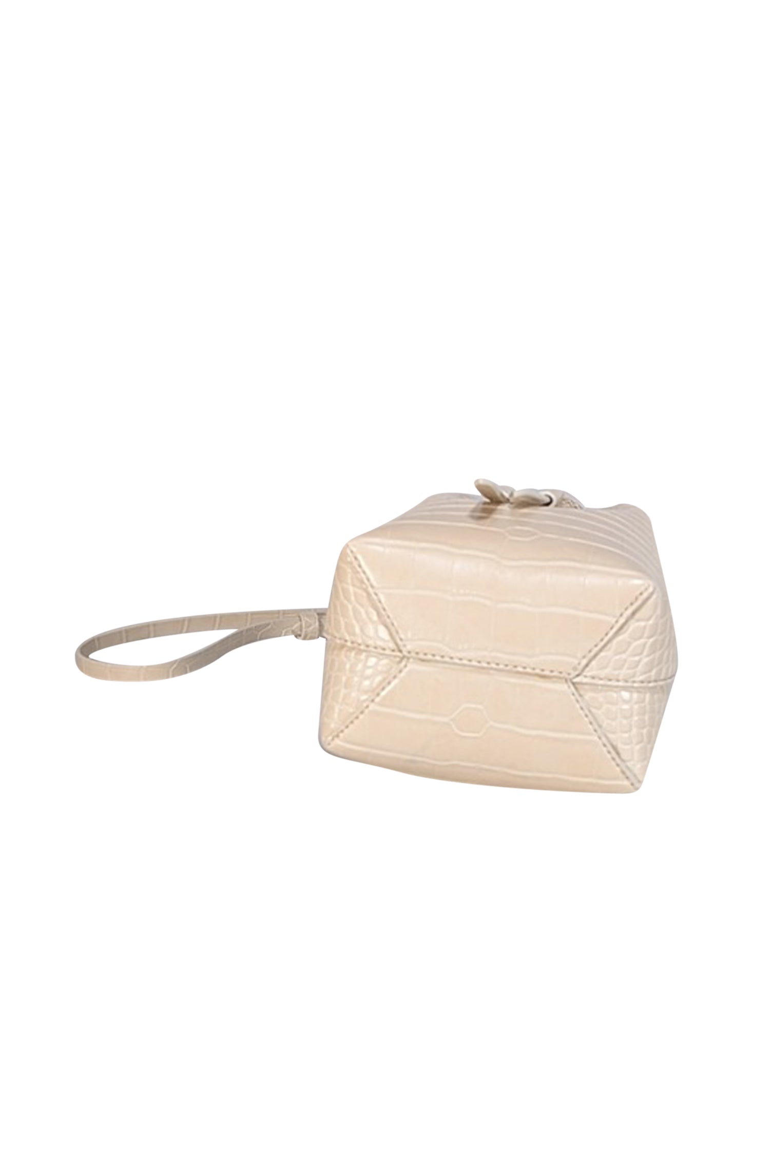 Nanushka - Chic Beige Croc Embossed Faux Leather Mini Bucket Bag