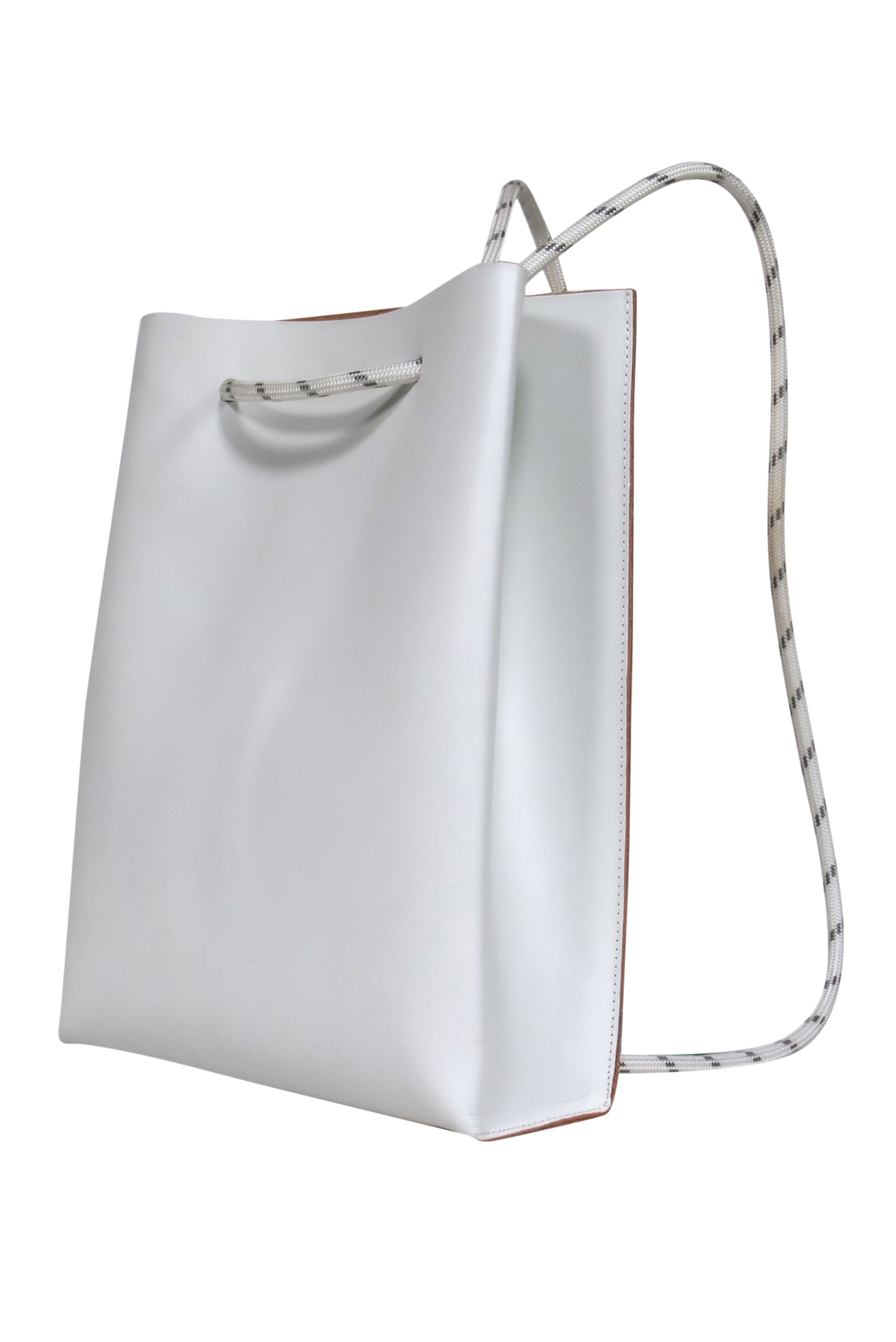 COS - Stunning White Leather Rope Drawstring Backpack