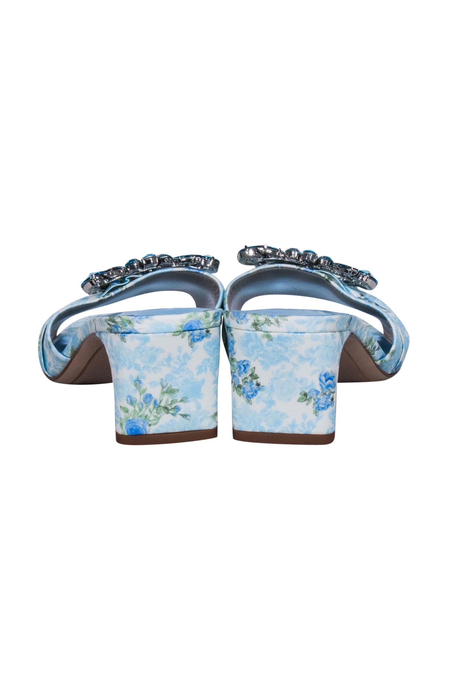 Sophia Webster x LoveShackFancy - Enchanting Blue Floral Jeweled Mule Heels, Size 8.5