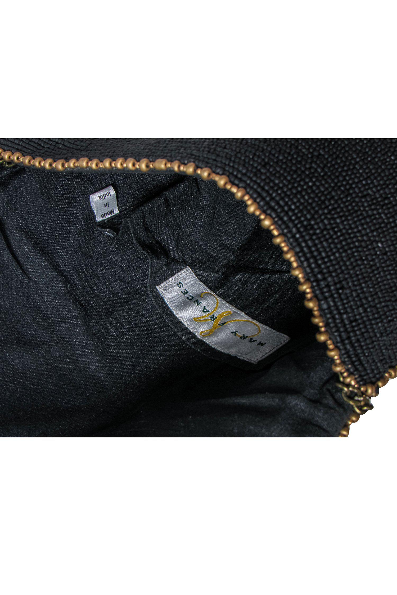 Mary Frances - Enchanting Black Beaded Wolf Print Crossbody Bag