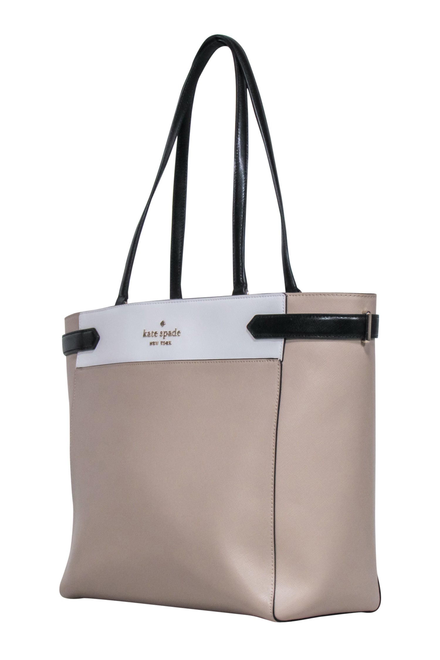 Kate Spade Color - Block Tote Bag: Beige, Black & White Elegance