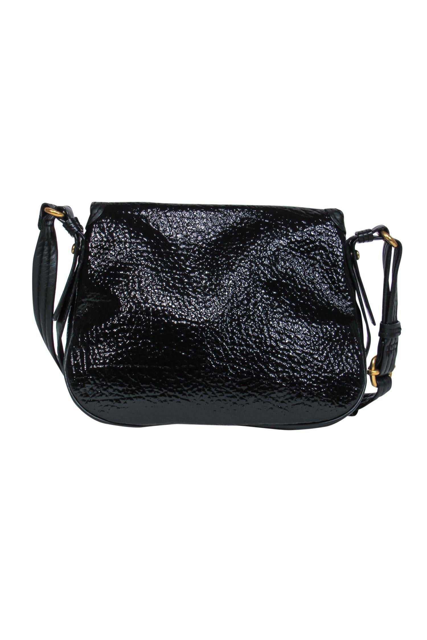 Marc by Marc Jacobs - Stunning Black Patent Leather Reptile Embossed Saddle Bag