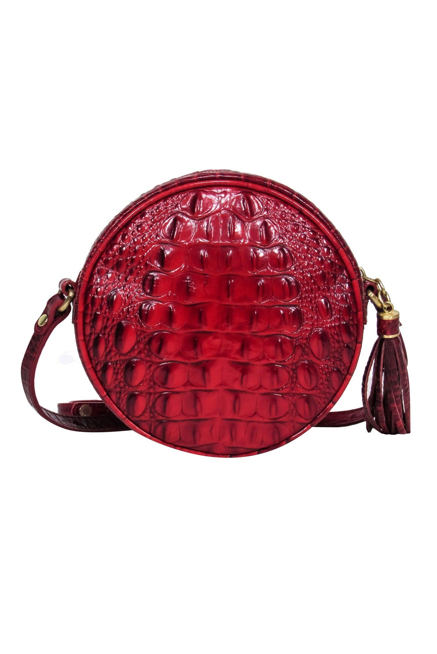 Brahmin's Stunning Red Croc Embossed Circle Crossbody Bag