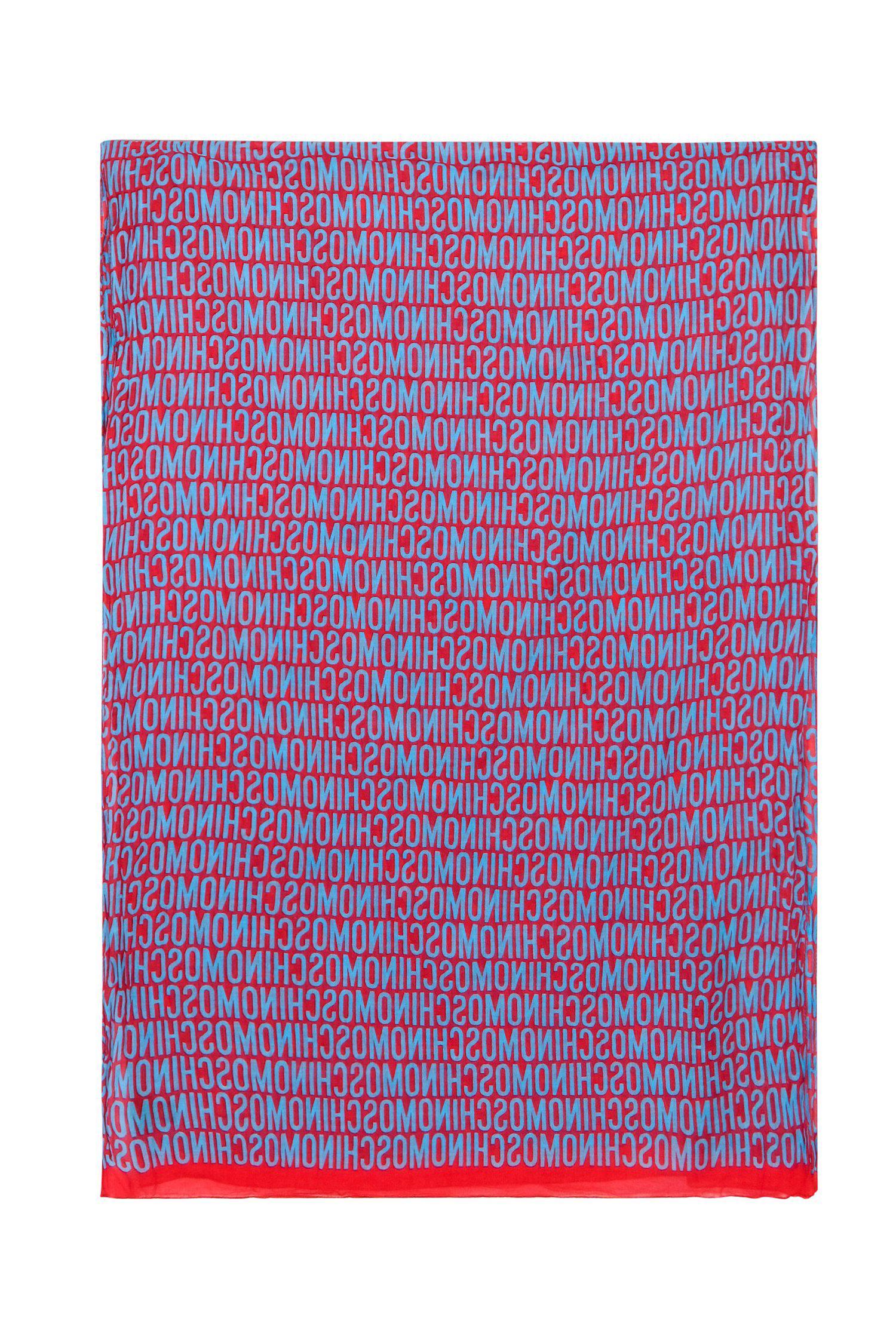 Moschino Red & Blue Logo Cotton Scarf: A Designer Statement Piece