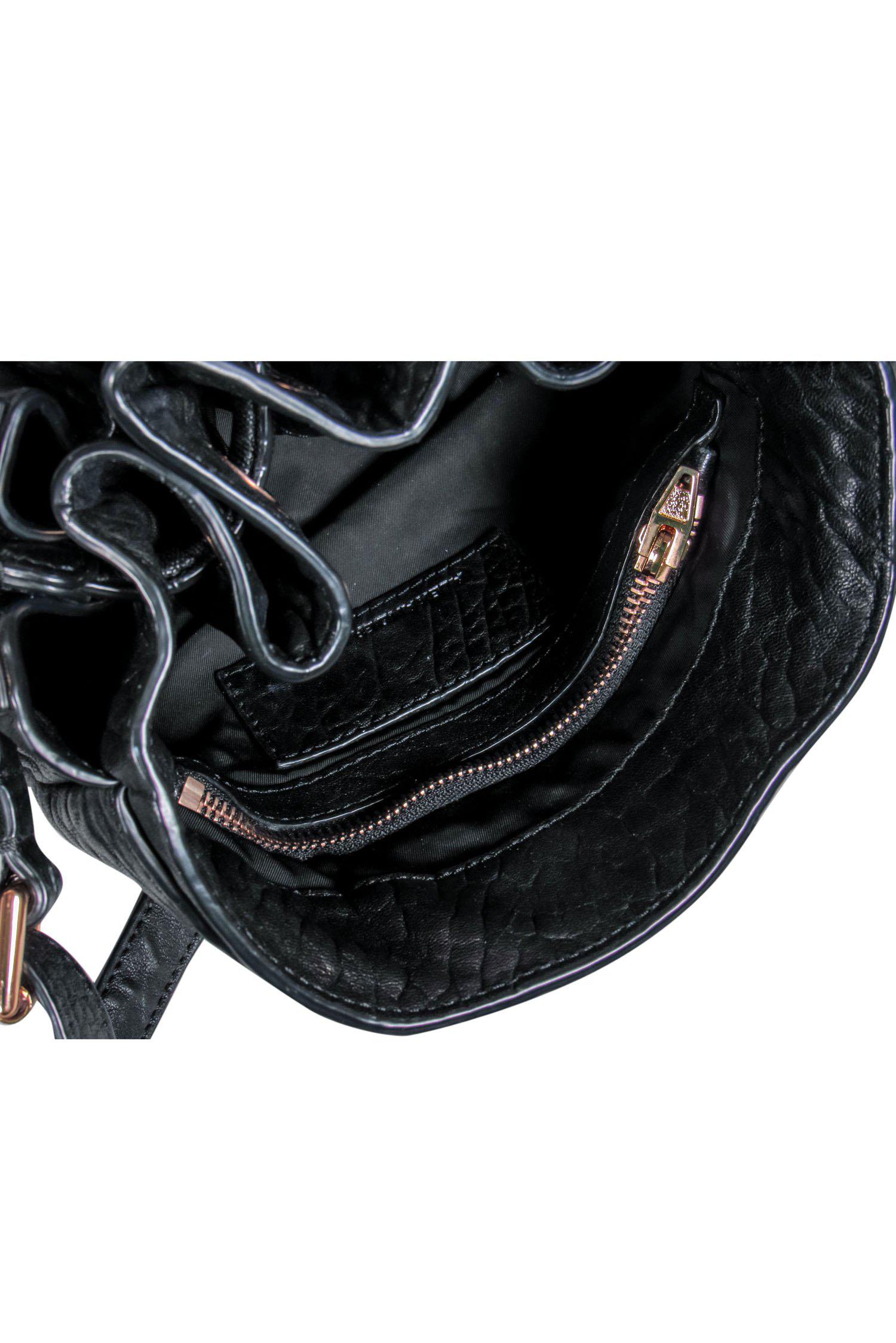 Alexander Wang's Stunning 'Diego' Black Textured Leather Bucket Bag with Rose Gold Studs