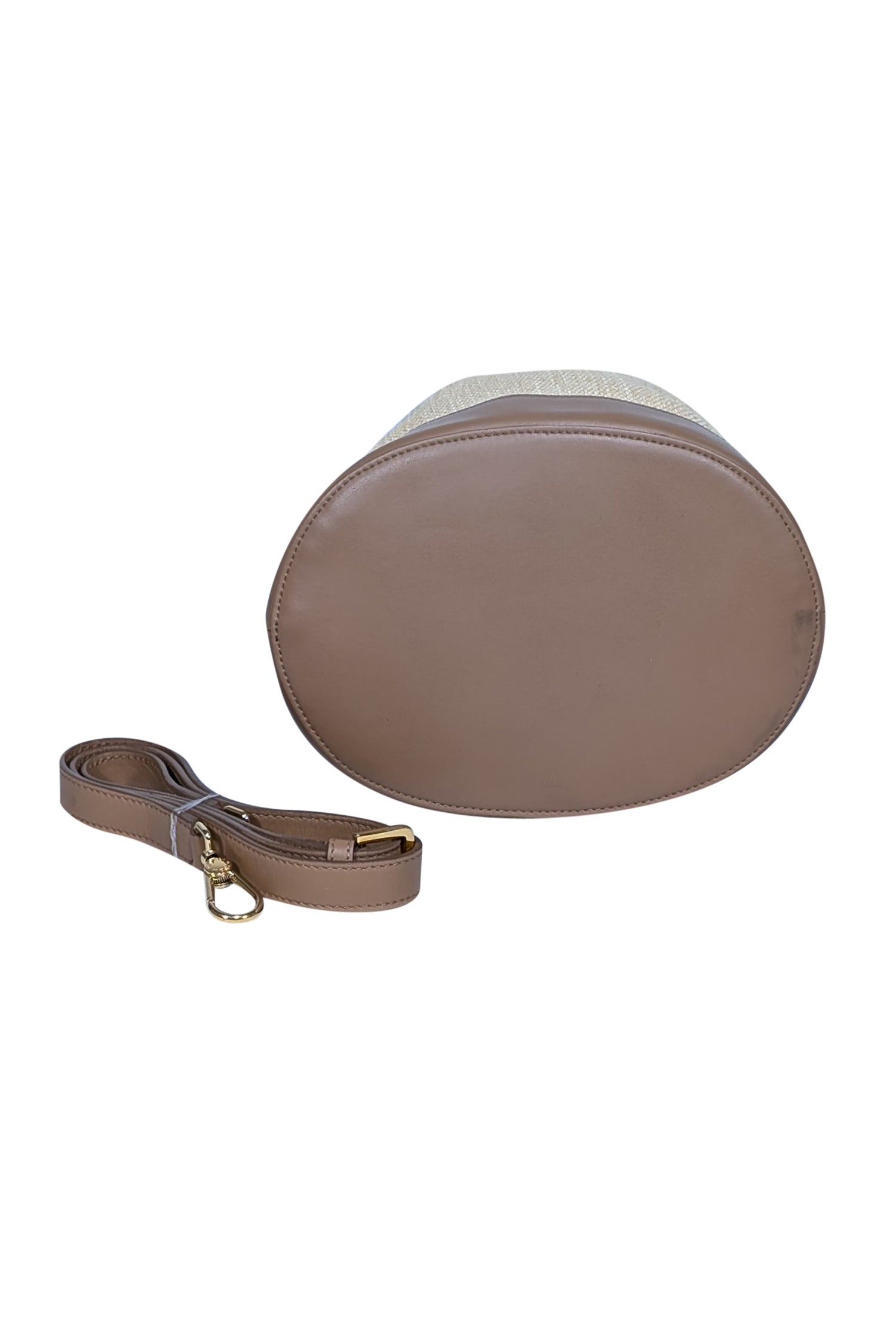 Furla's Irresistible Beige Raffia Bucket Bag with Genuine Leather Trims