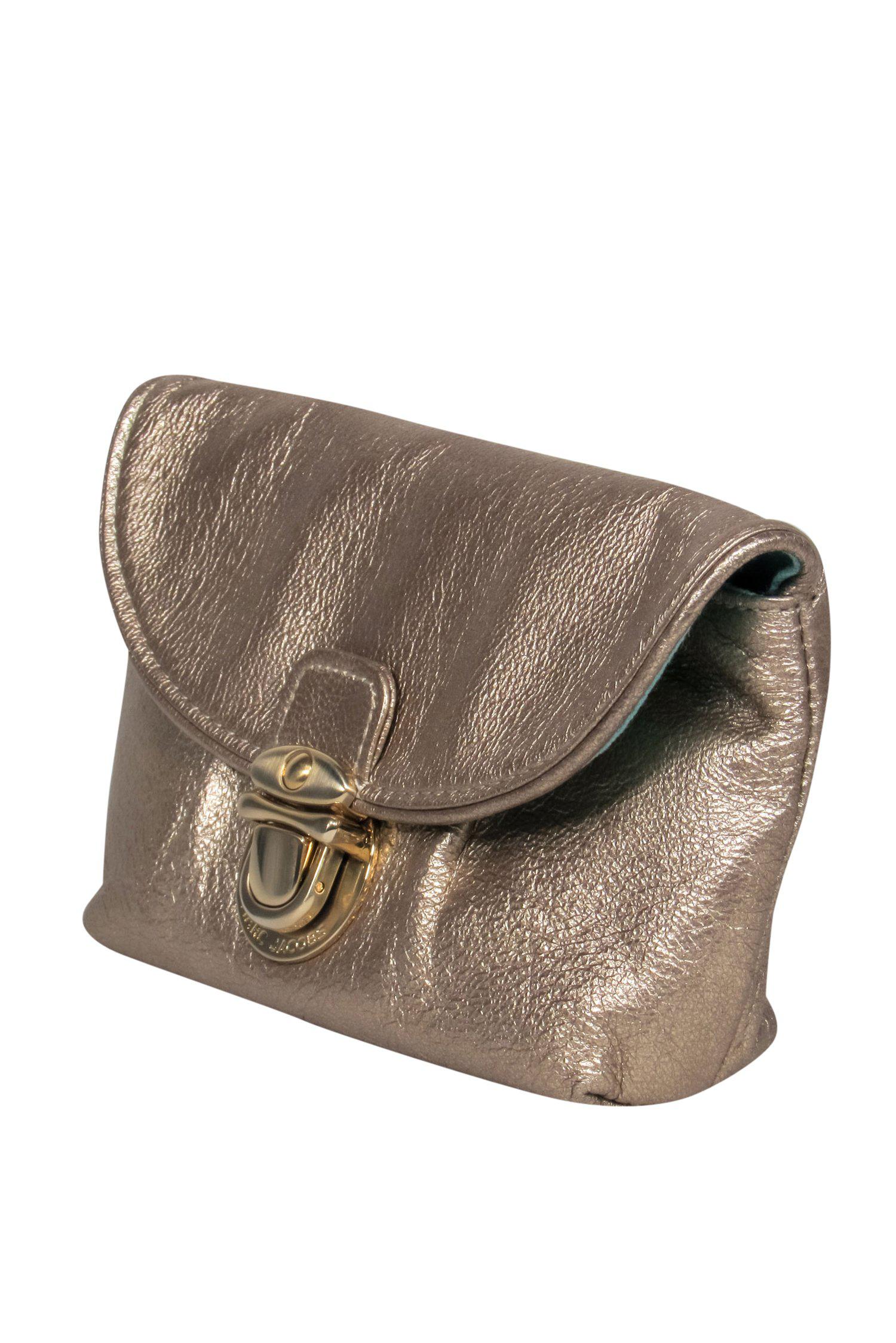Marc Jacobs Glam Gold Metallic Textured Leather Clasp Pouch - A Must-Have Fashion Accessory
