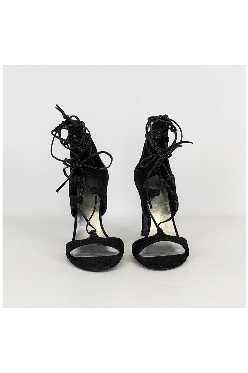 Stuart Weitzman's Alluring Black Strappy Heels - Size 7.5