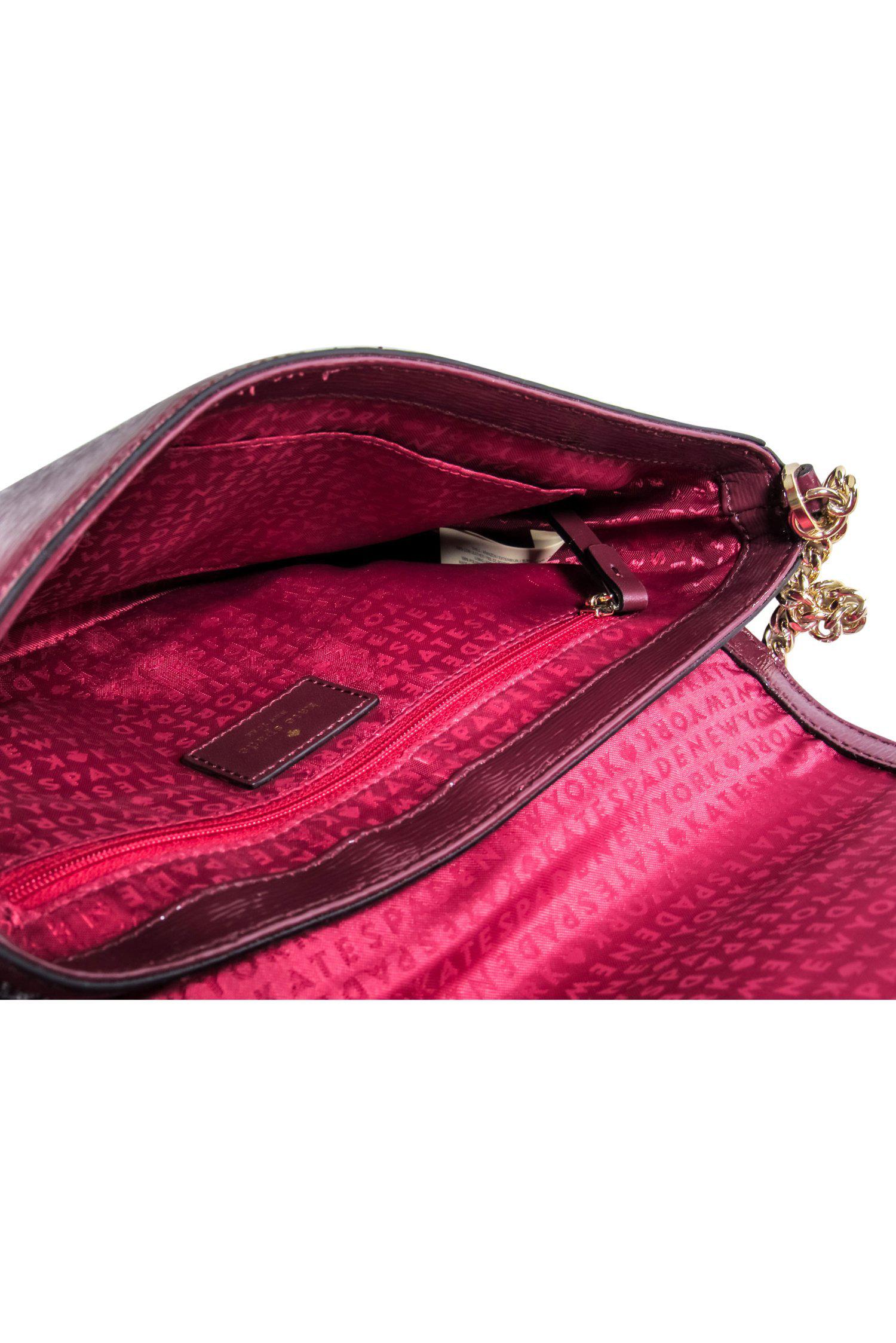 Kate Spade - Stunning Burgundy Glossy Leather Handbag with Chain Strap