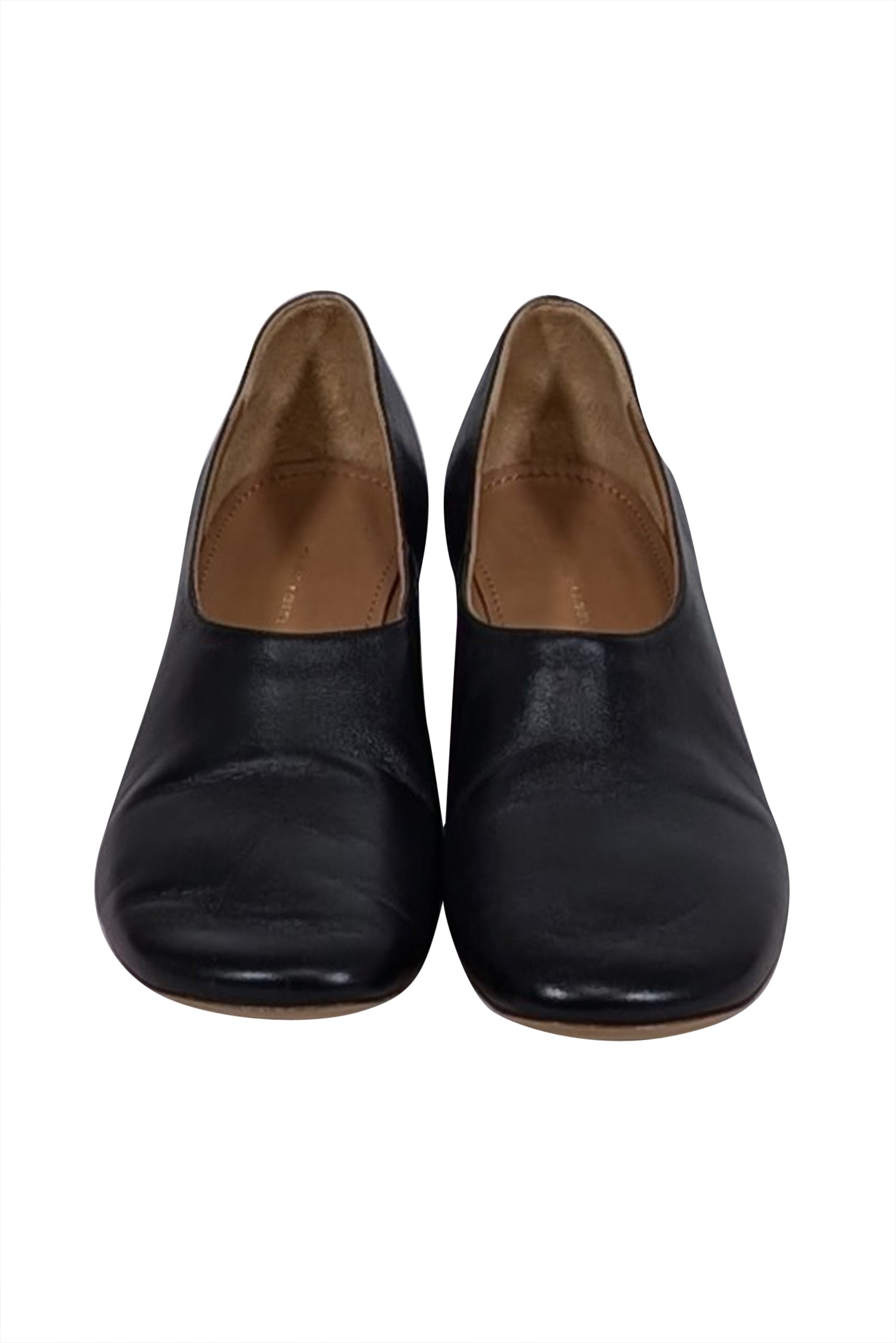Mansur Gavriel's Irresistible Black Leather Rounded Toe Low Heel Pumps - Size 9