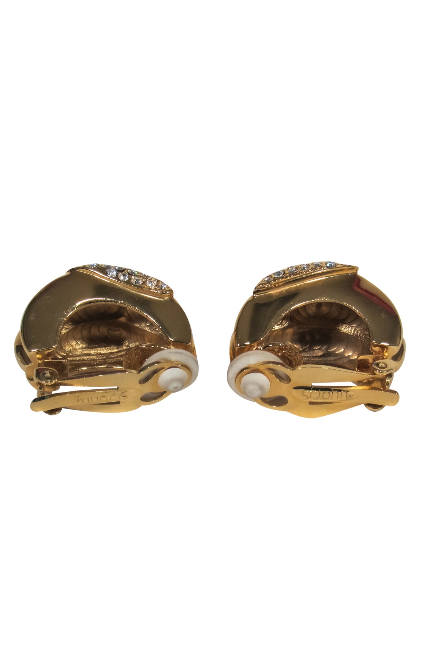 St. John Gold Clip-On Earrings with Crystal Embellished Bow: A Timeless Elegance