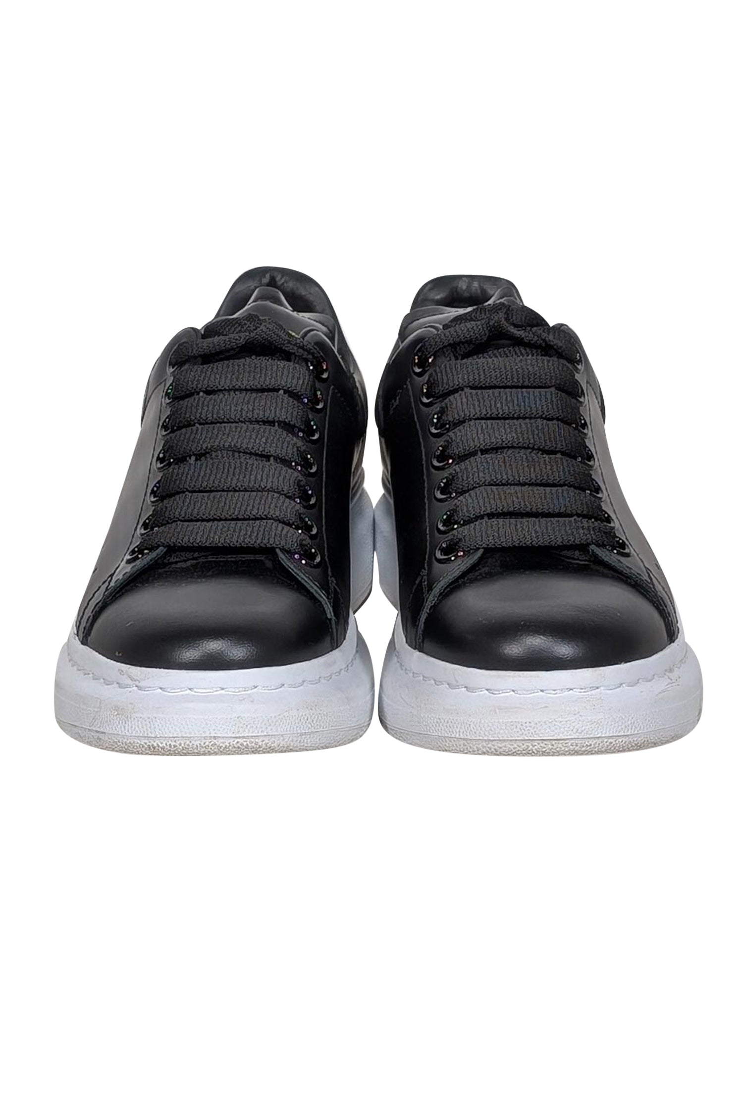 Alexander McQueen Black Leather Lace - Up Sneakers: Size 7.5 Fashion Statement