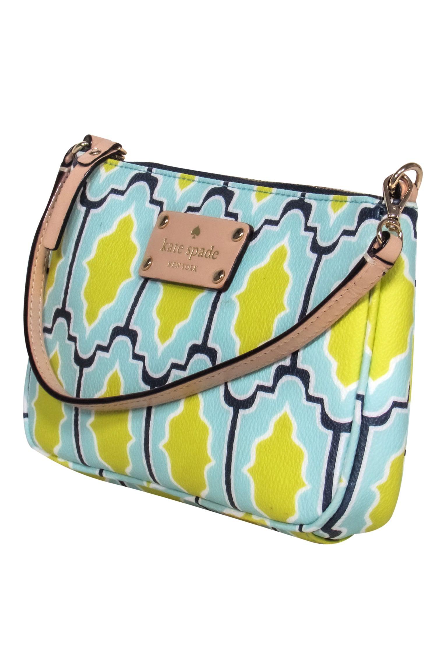 Kate Spade Convertible Wristlet - Stunning Teal, Chartreuse & Navy Print