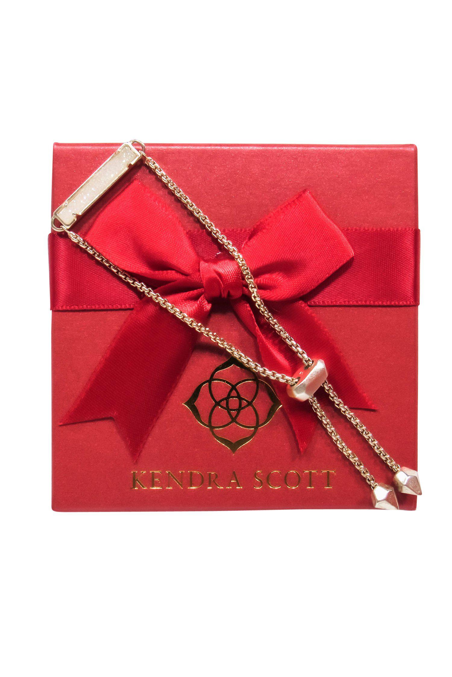 Kendra Scott's Stunning Gold Adjustable White Quartz Bar Bracelet