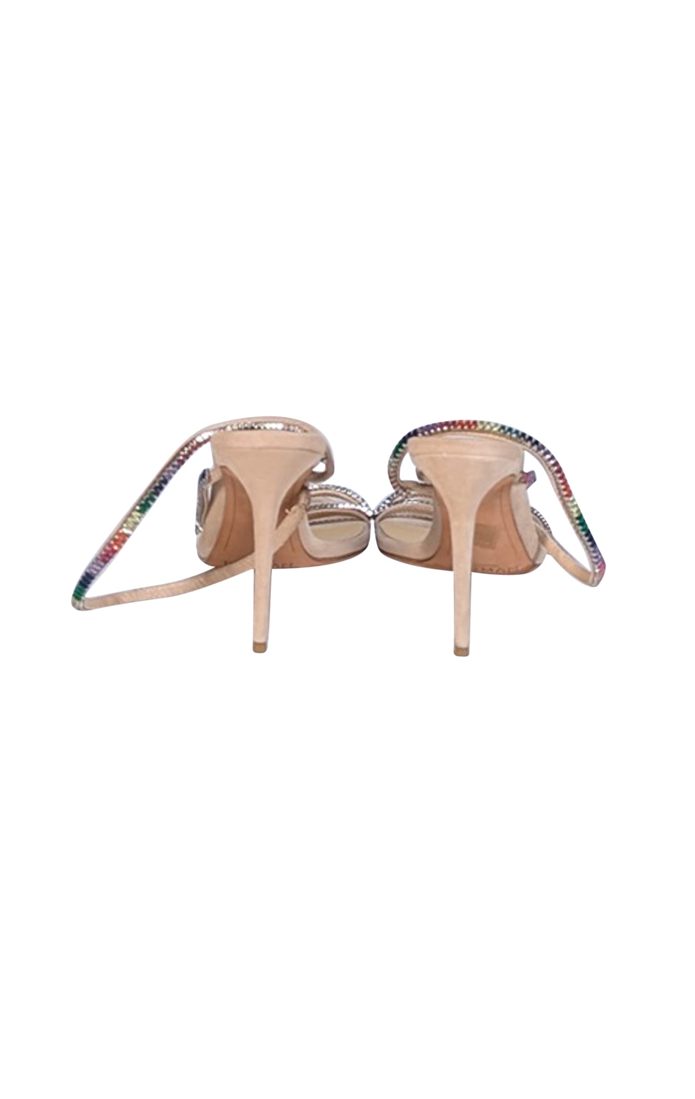 Alexandre Birman Beige Suede Multicolor Jewel Strap Open Toe Pumps - Size 8