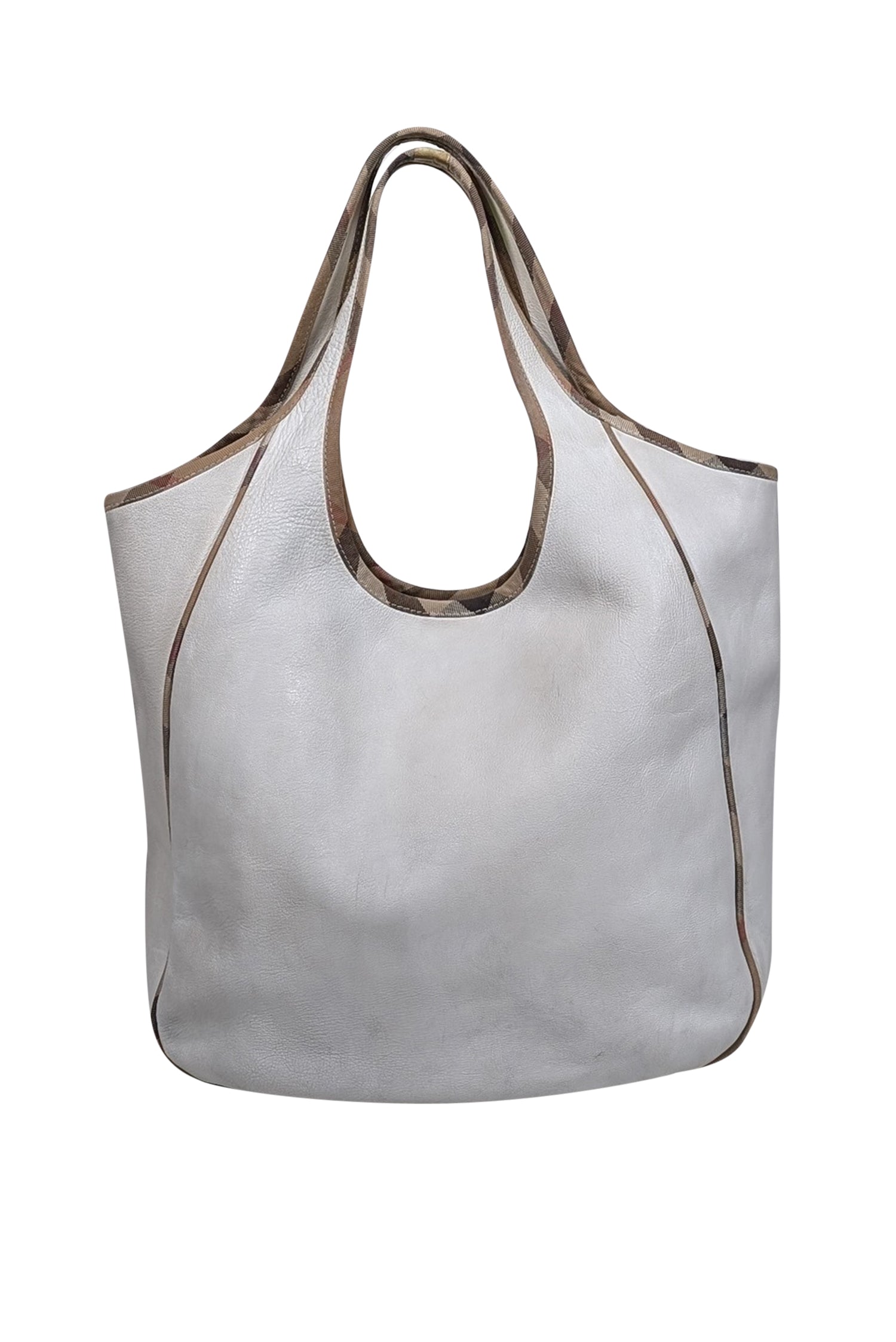 Burberry - Elegant Ivory Large Leather Shoulder Bag