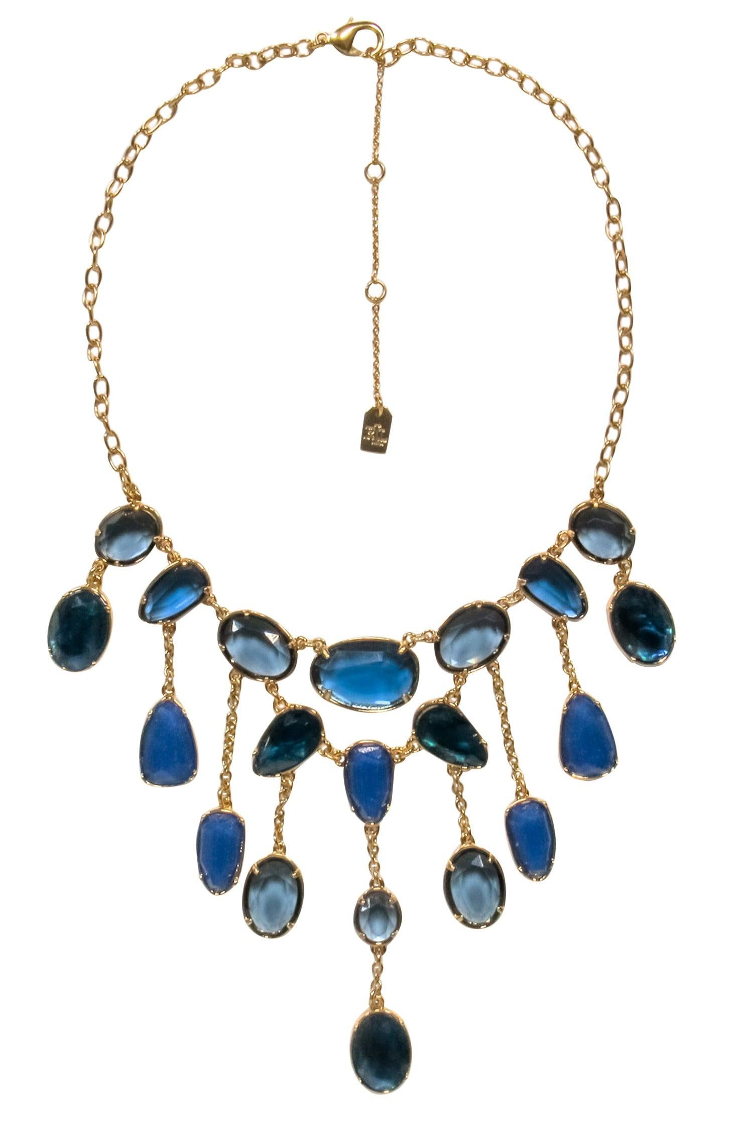 Lauren Ralph Lauren - Stunning Gold, Blue & Green Jeweled Statement Necklace