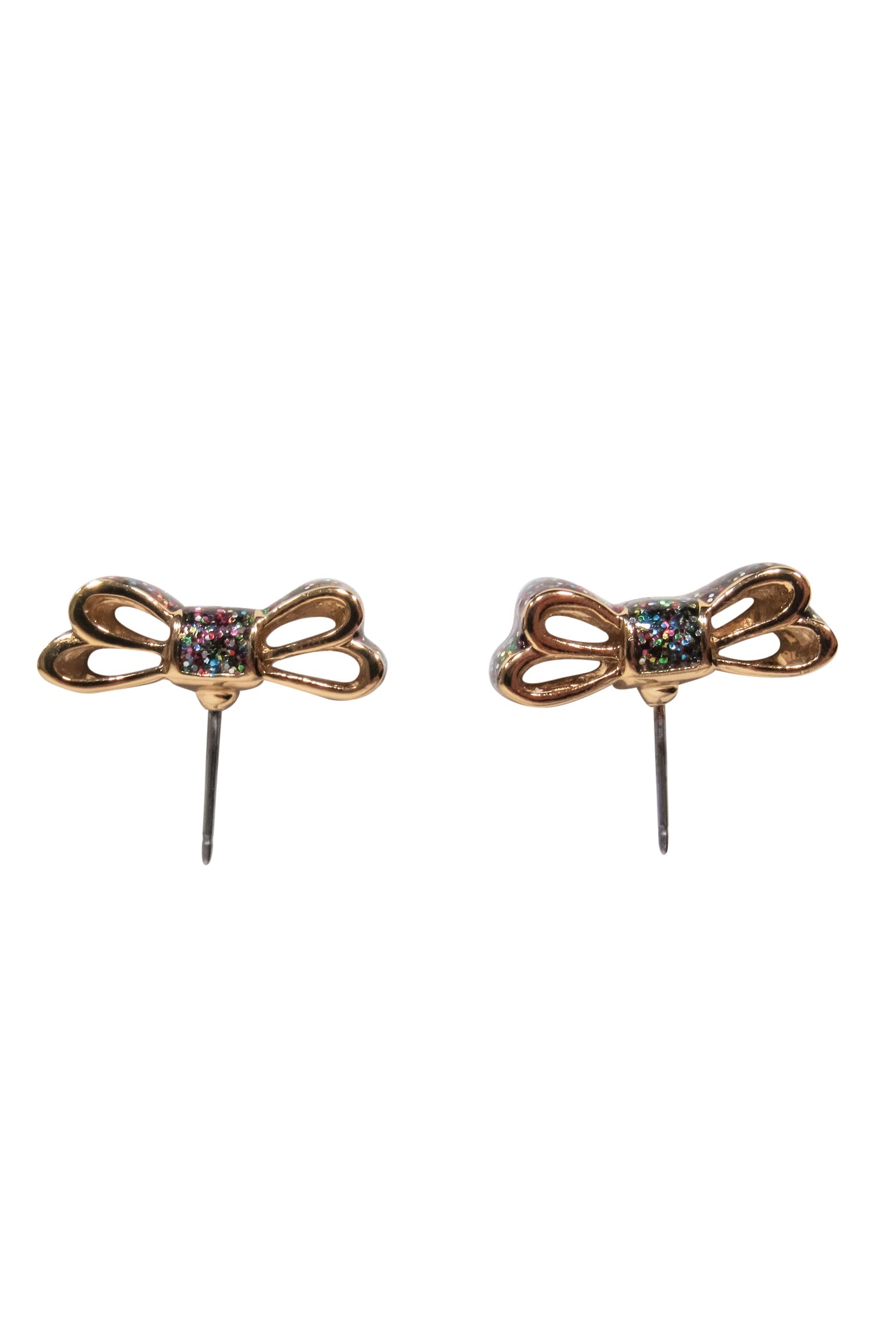 Kate Spade Black & Gold Sparkly Bow Stud Earrings - A Rainbow of Glamour!
