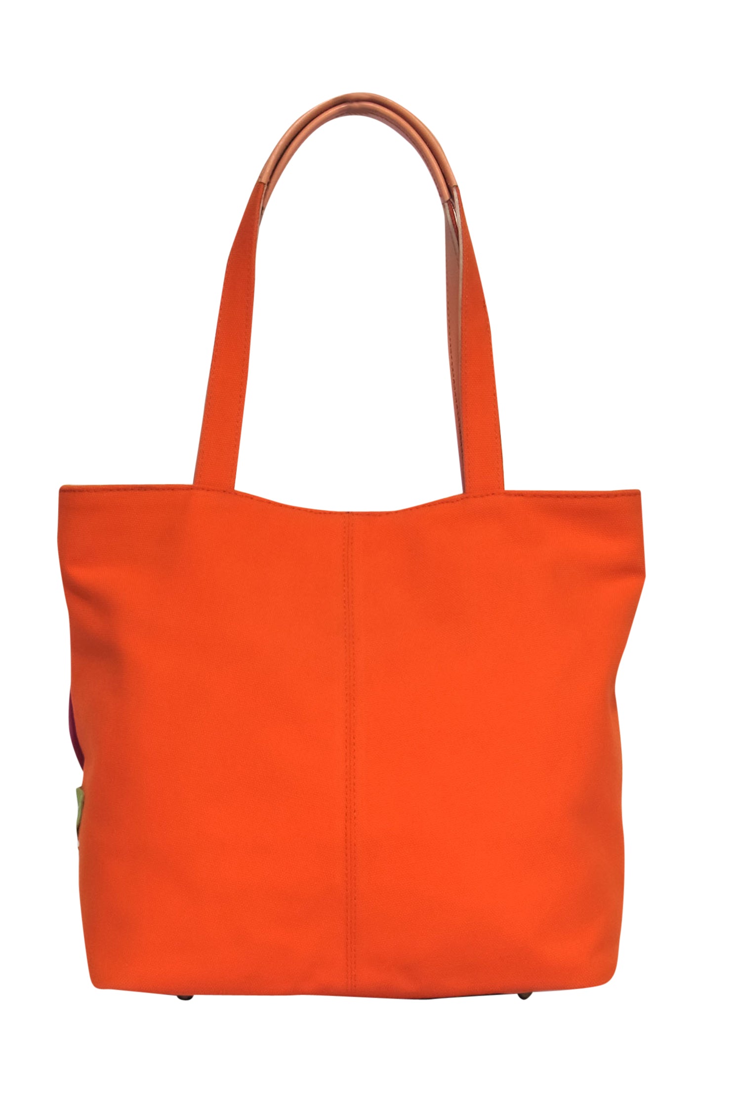Lamarthe - Charming Small Orange Canvas Tote with Floral Applique