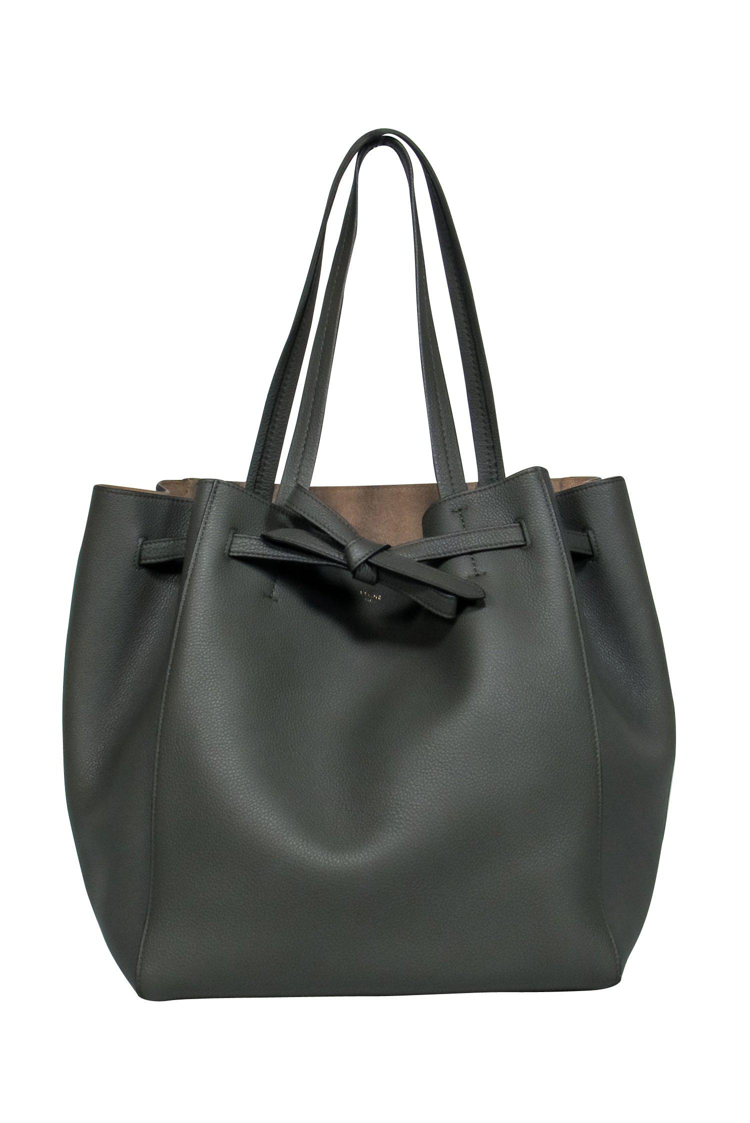 Celine Olive Green Pebbled Leather Tote - The Epitome of Style