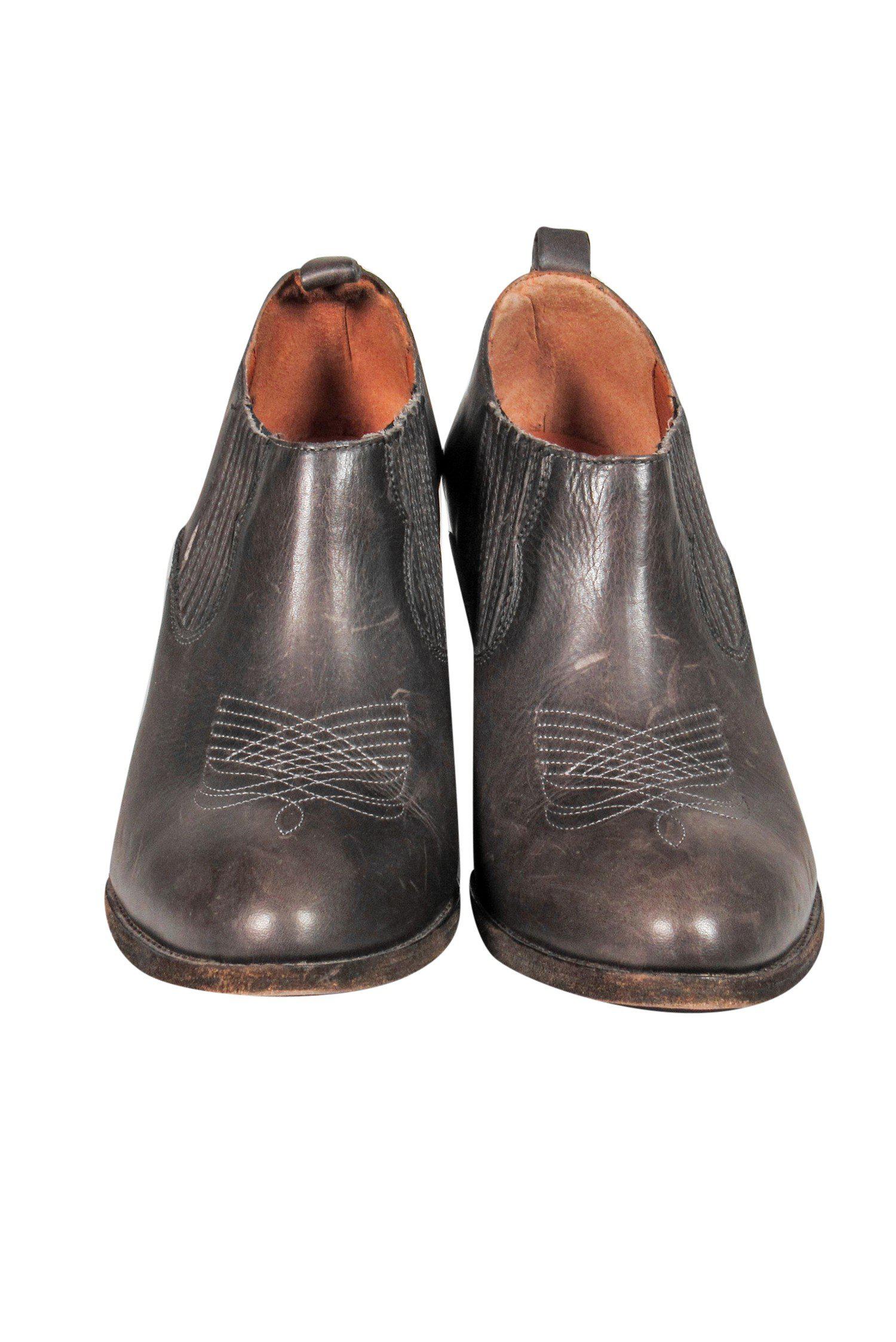 Frye Dark Gray Western Booties with Stitching - Size 11