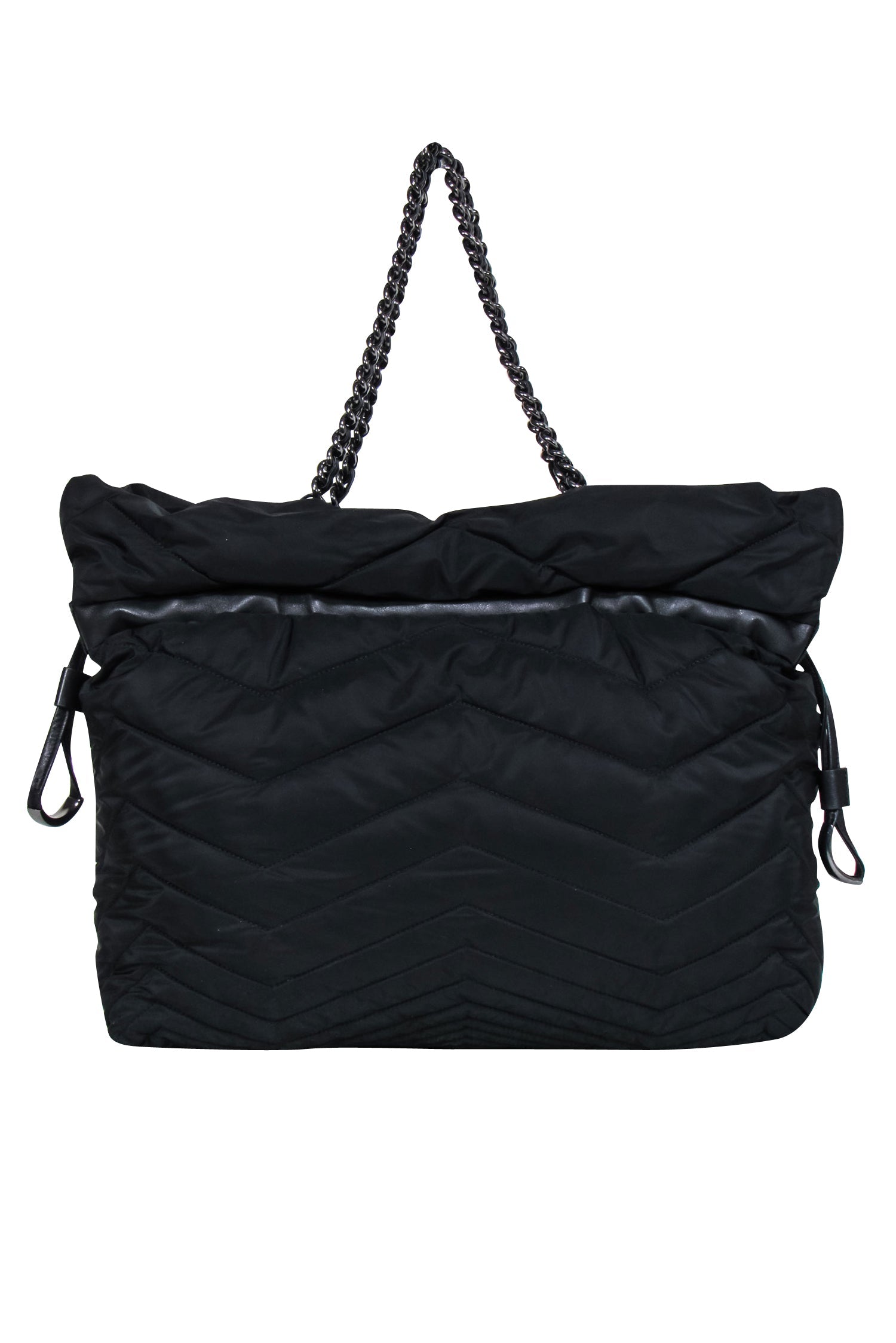 Stuart Weitzman Black Quilted Puffer Tote: The Chain - Strapped Glamour Piece